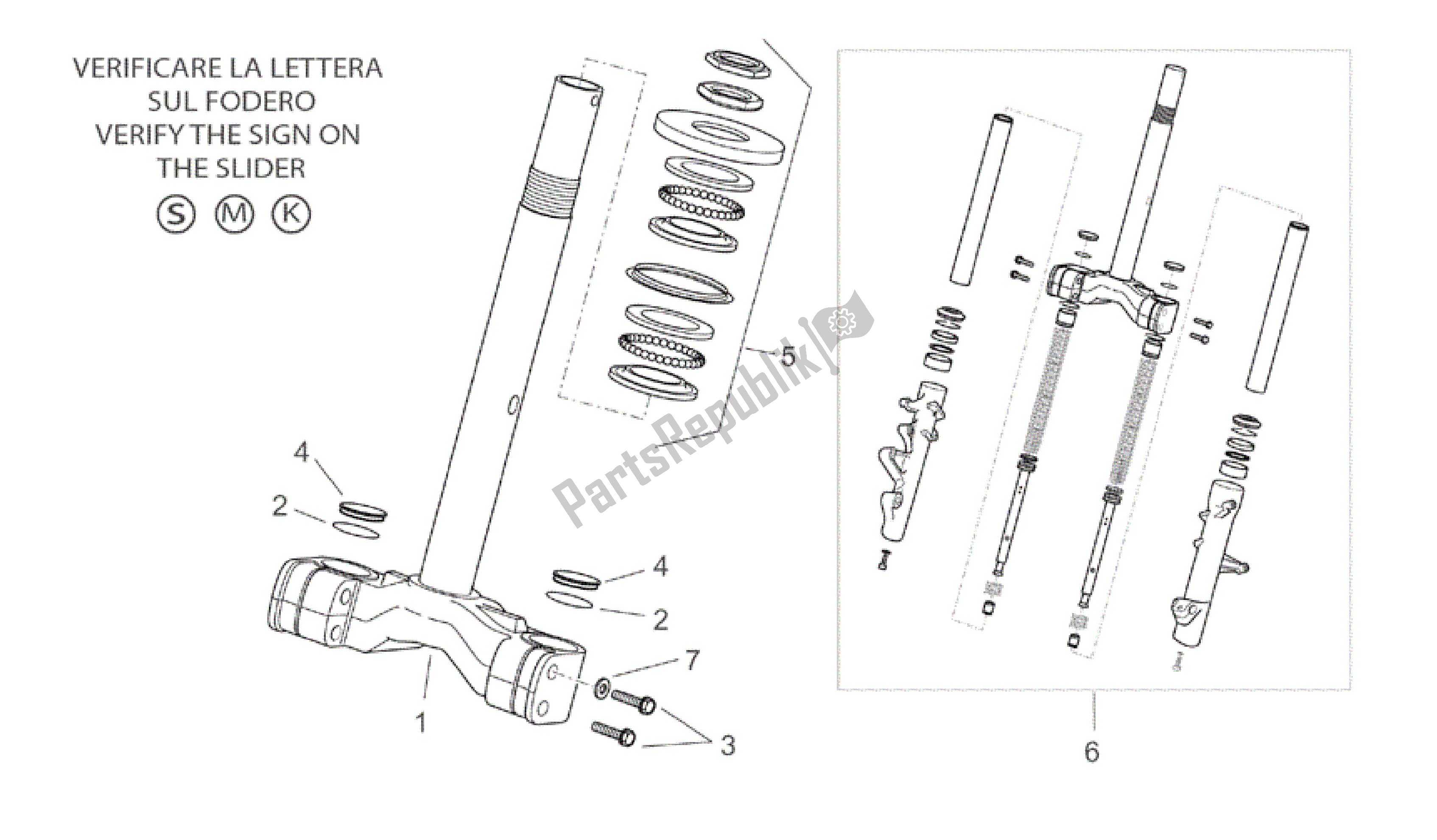 All parts for the Front Fork I of the Aprilia Atlantic 200 2003 - 2006