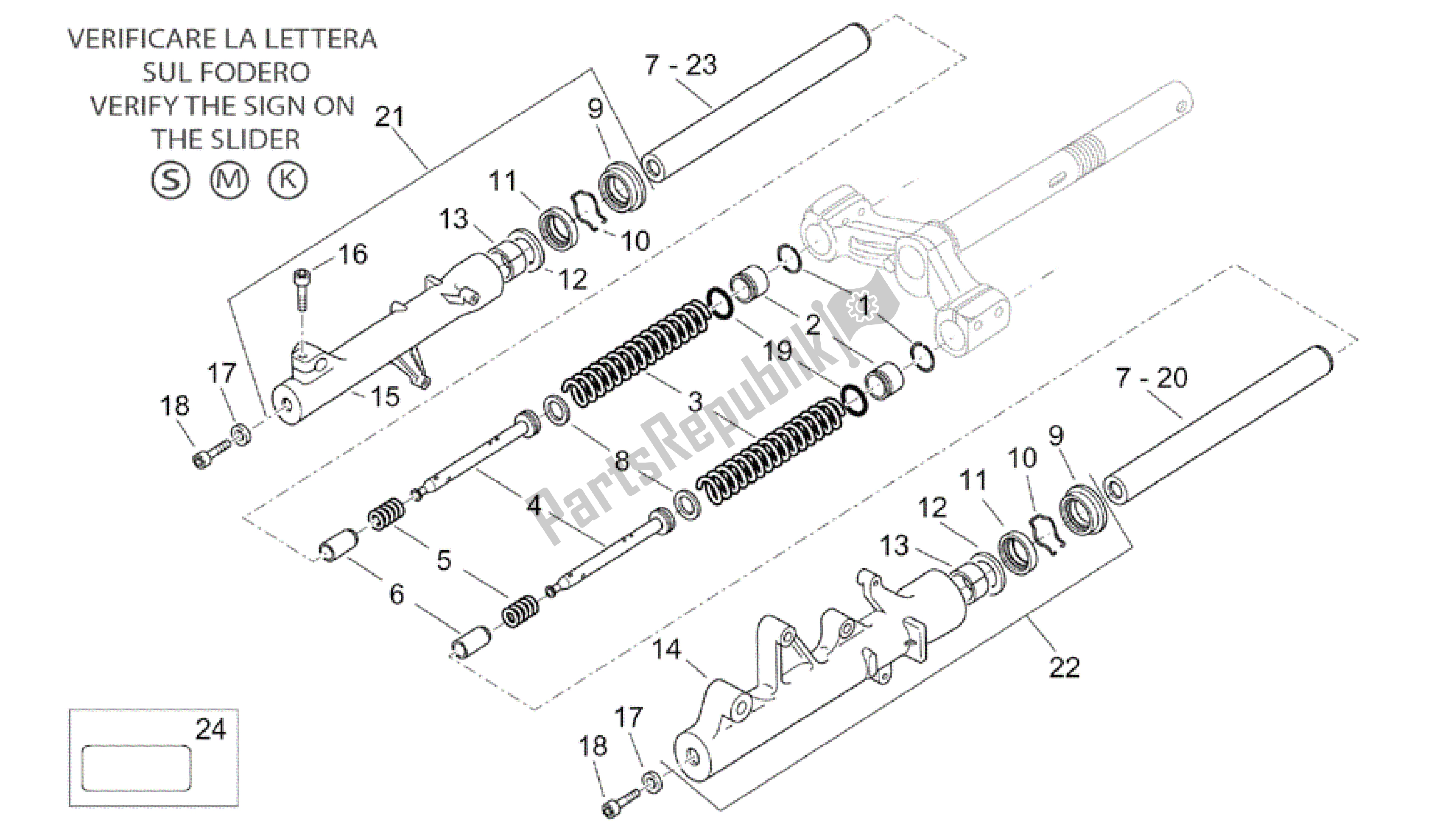 Todas las partes para Horquilla Delantera Ii de Aprilia Atlantic 200 2003 - 2006