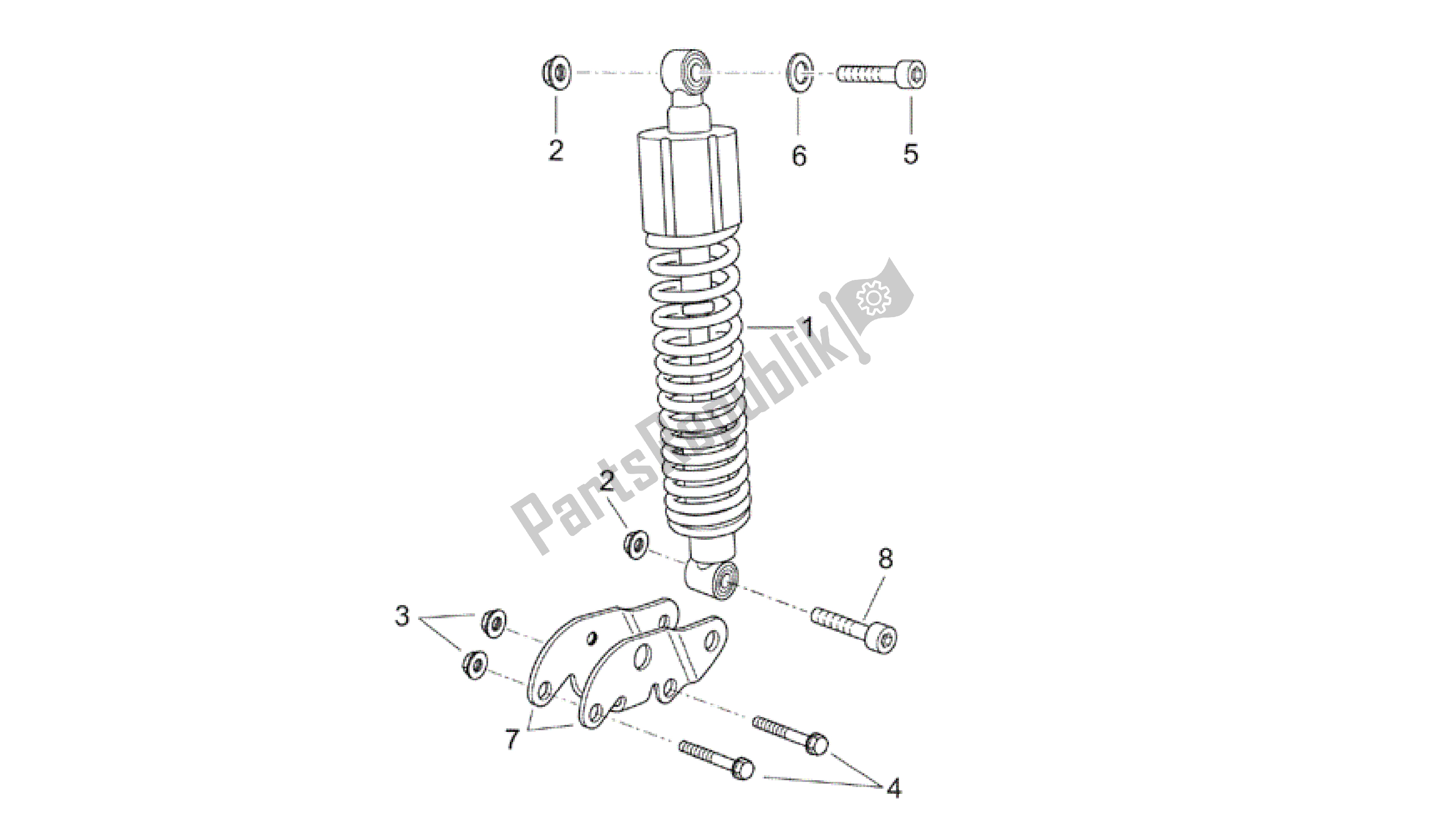 All parts for the Rear Shock Absorber of the Aprilia Atlantic 200 2003 - 2006