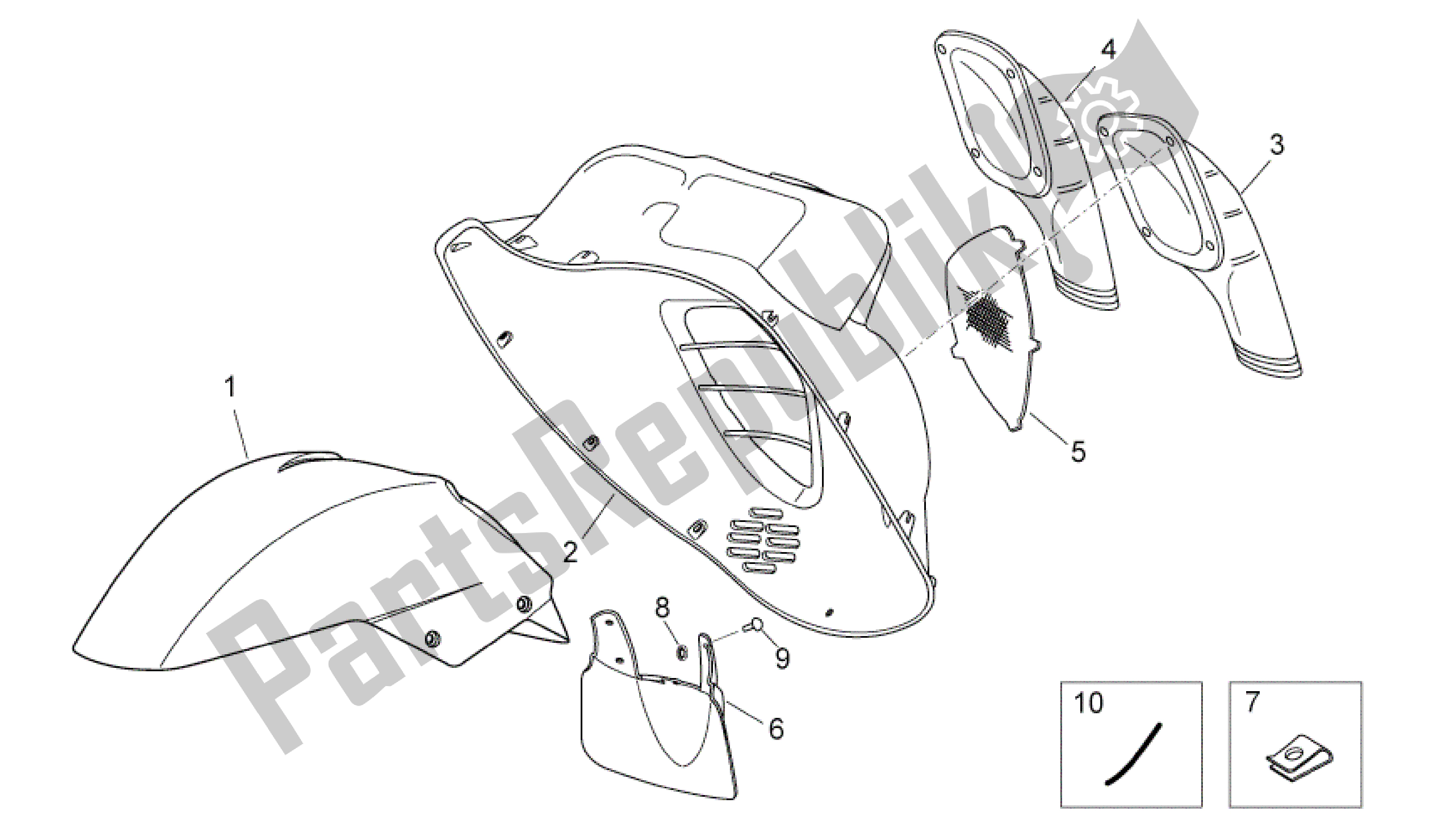 All parts for the Front Body Iii of the Aprilia Atlantic 200 2003 - 2006