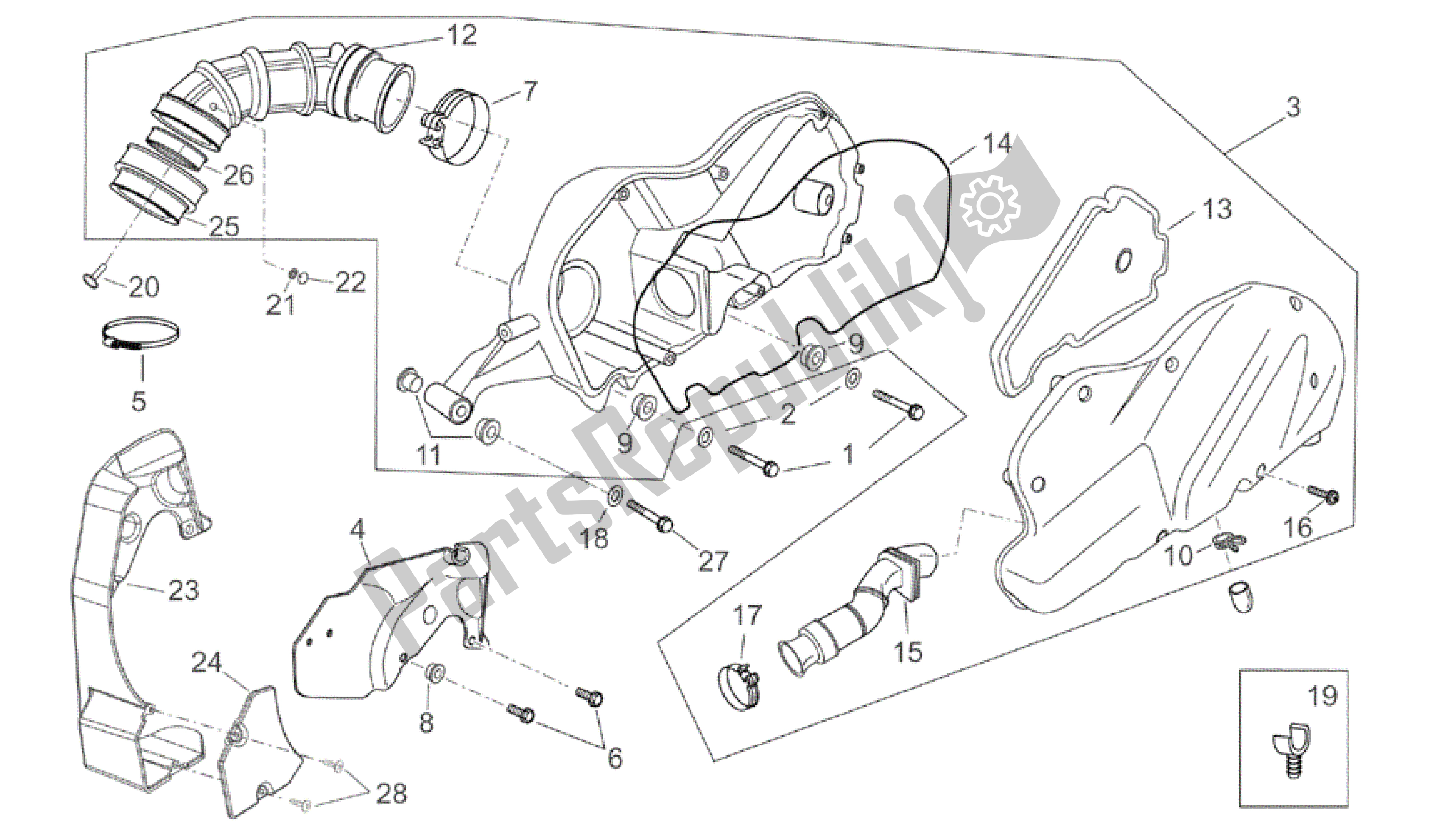 Todas as partes de Caixa De Ar do Aprilia Atlantic 200 2003 - 2006