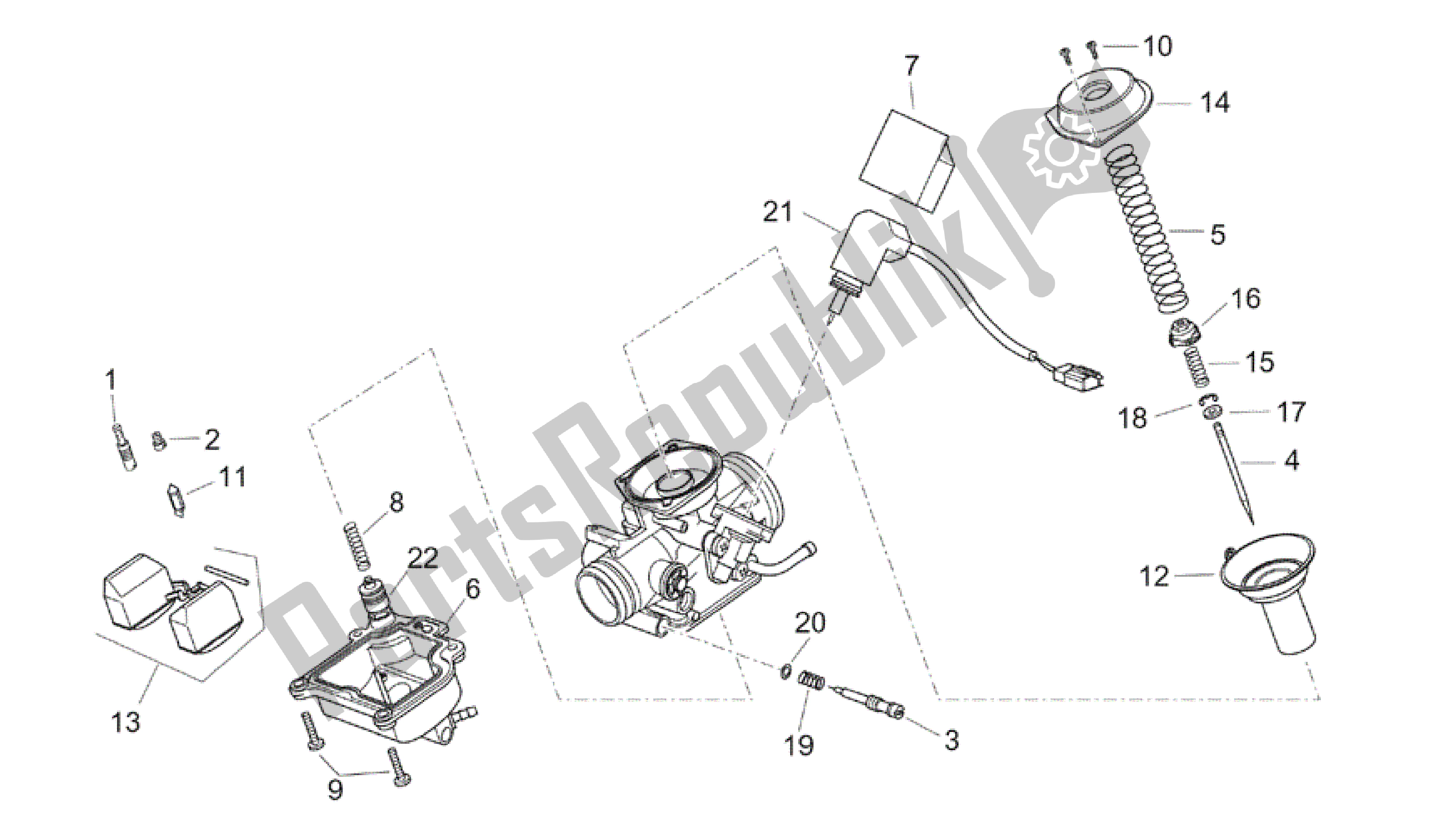 Tutte le parti per il Carburatore Ii del Aprilia Atlantic 200 2003 - 2006