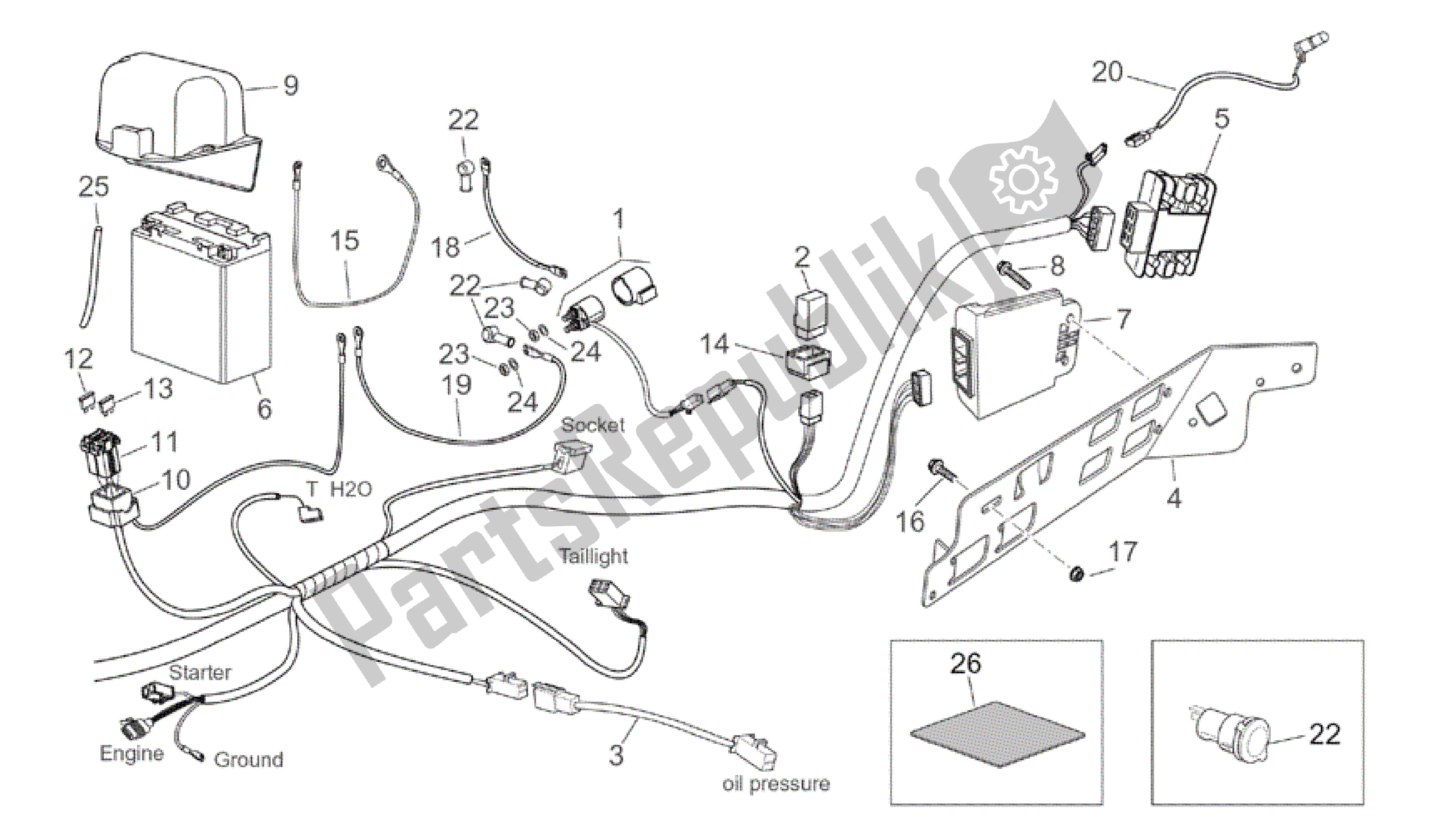 Alle Teile für das Hinteres Elektrisches System des Aprilia Atlantic 200 2003 - 2006