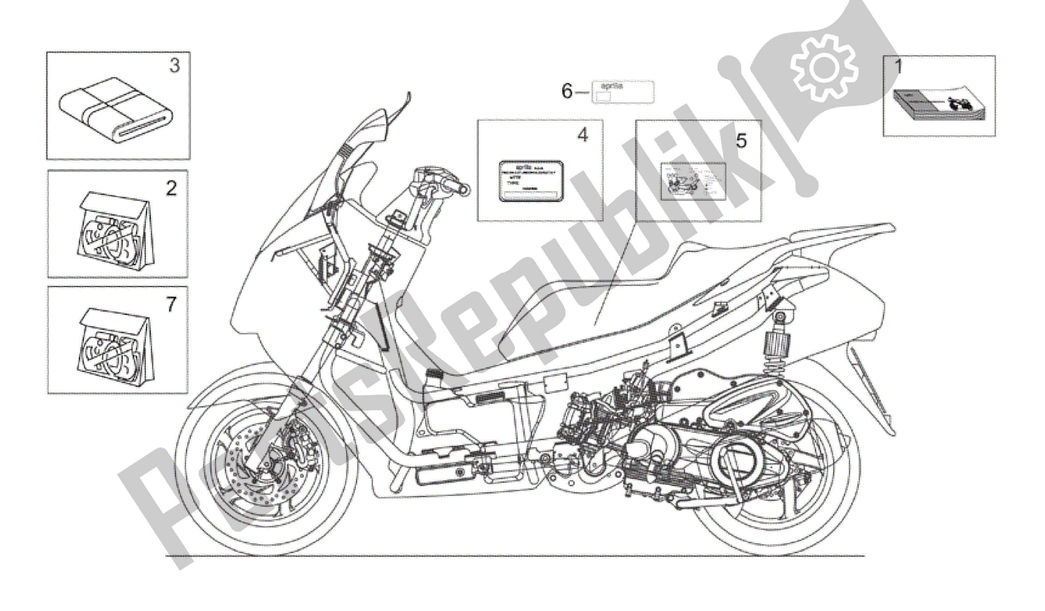 Toutes les pièces pour le Assiette Set-decal-op. Handbooks du Aprilia Atlantic 200 2003 - 2006