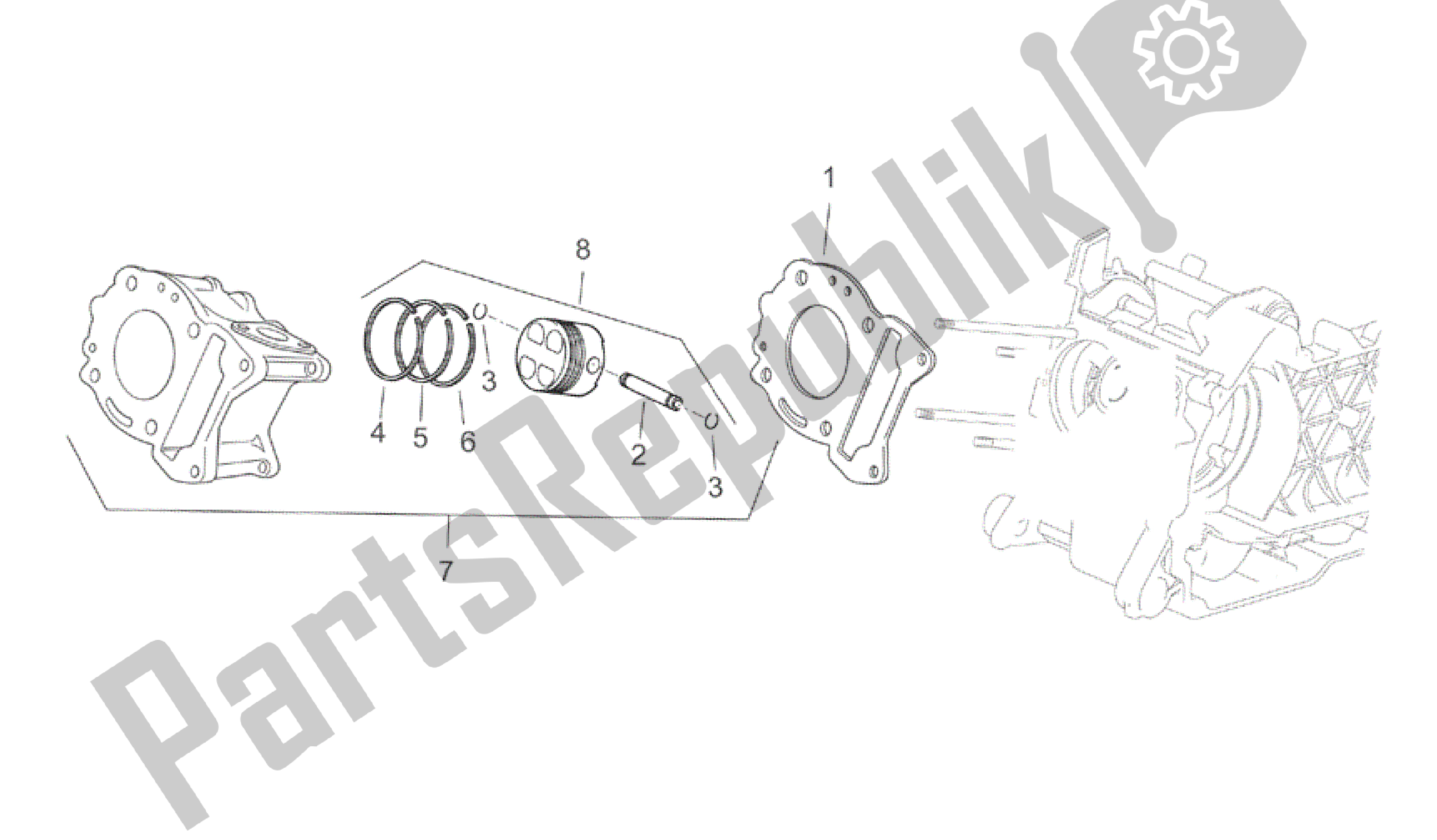 Toutes les pièces pour le Cylindre du Aprilia Atlantic 200 2003 - 2006