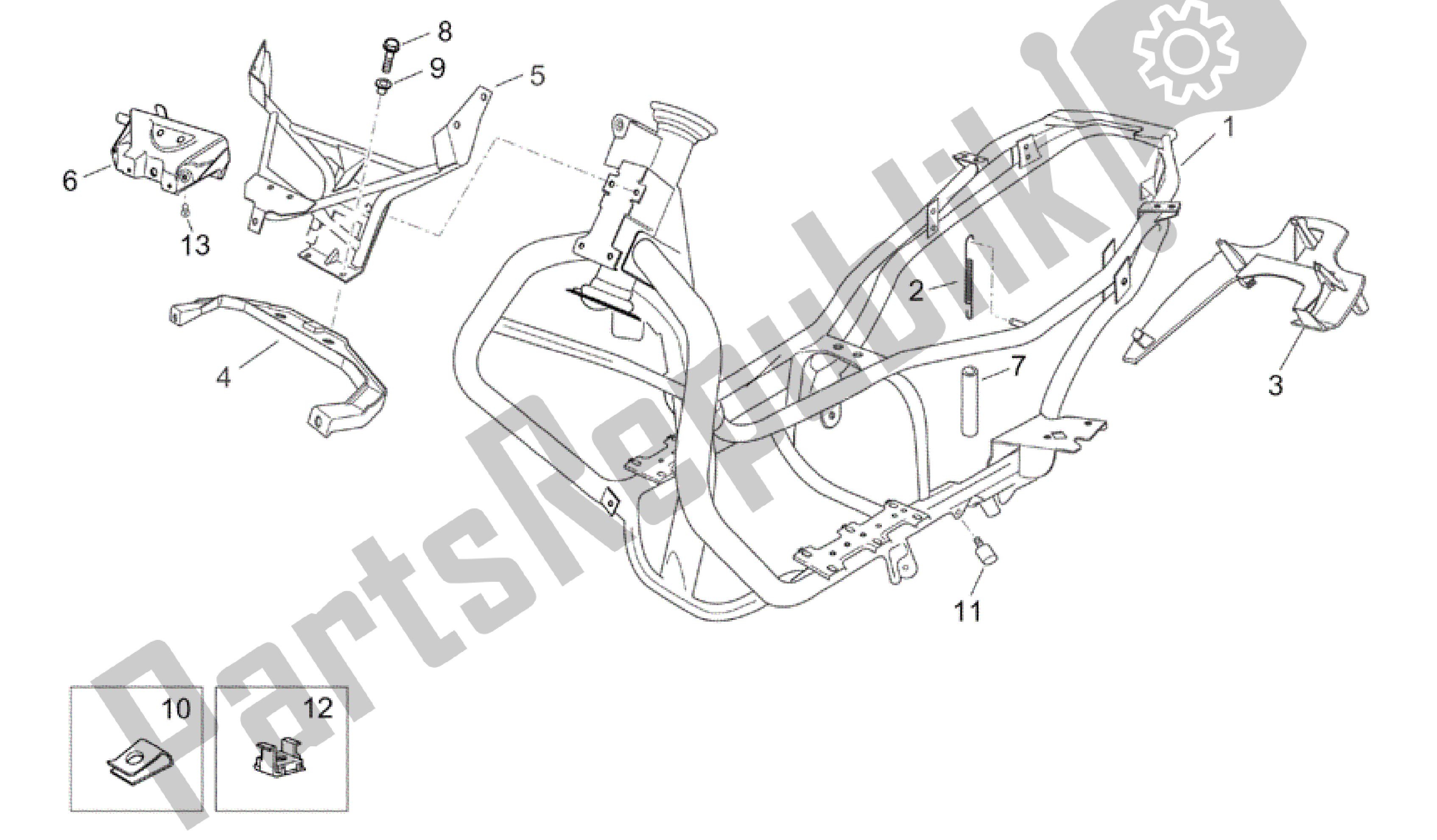 Toutes les pièces pour le Cadre du Aprilia Atlantic 250 2003 - 2006