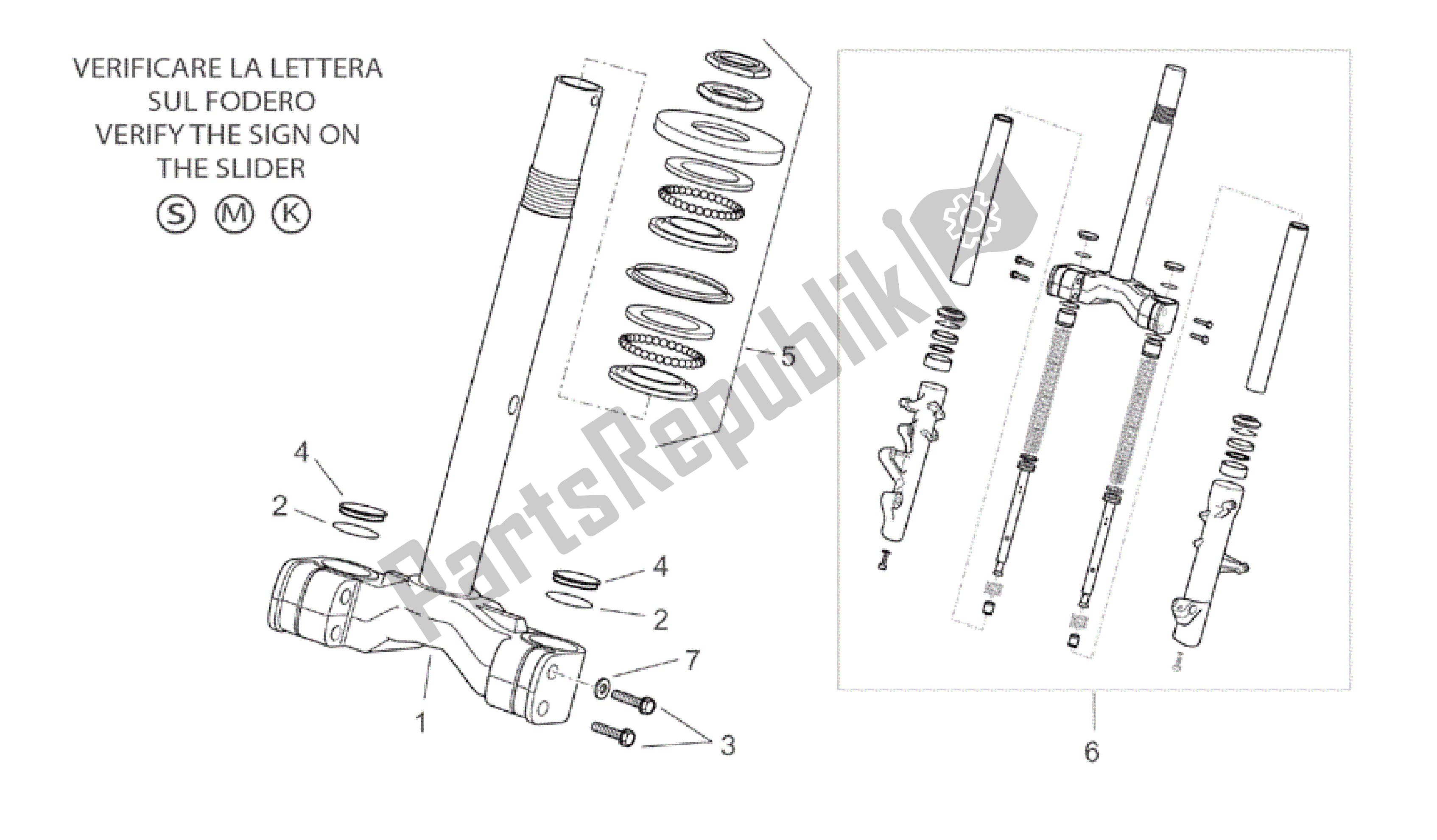 Tutte le parti per il Forcella Anteriore I del Aprilia Atlantic 250 2003 - 2006