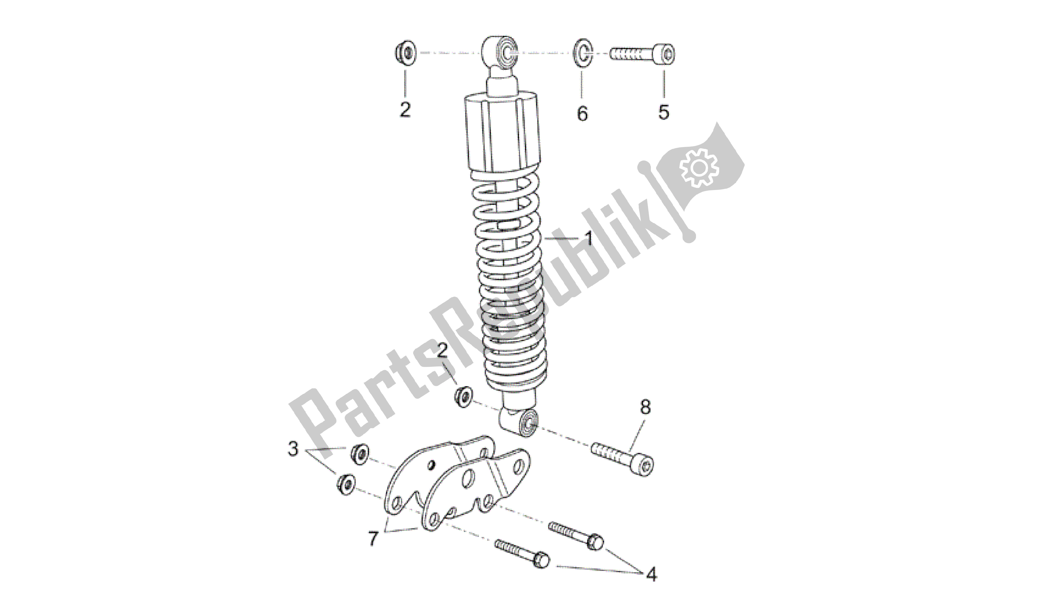 All parts for the Rear Shock Absorber of the Aprilia Atlantic 250 2003 - 2006