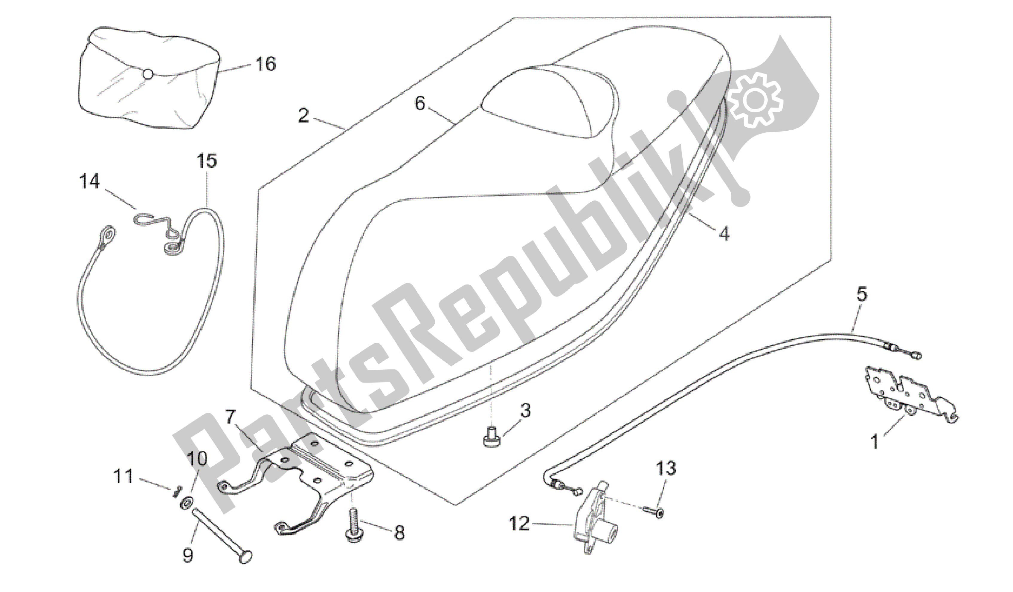 Tutte le parti per il Sella del Aprilia Atlantic 250 2003 - 2006