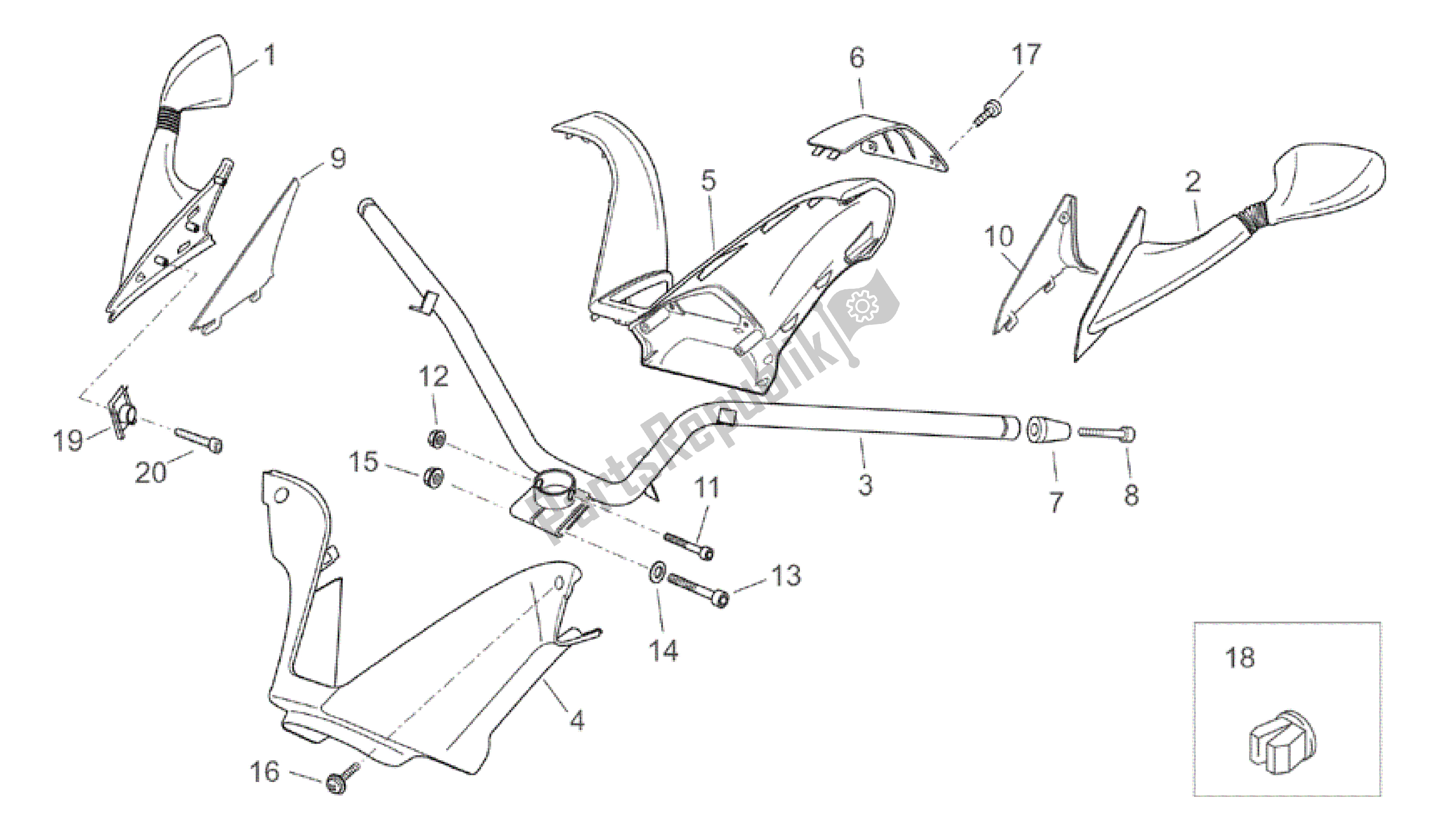 Toutes les pièces pour le Guidon du Aprilia Atlantic 250 2003 - 2006