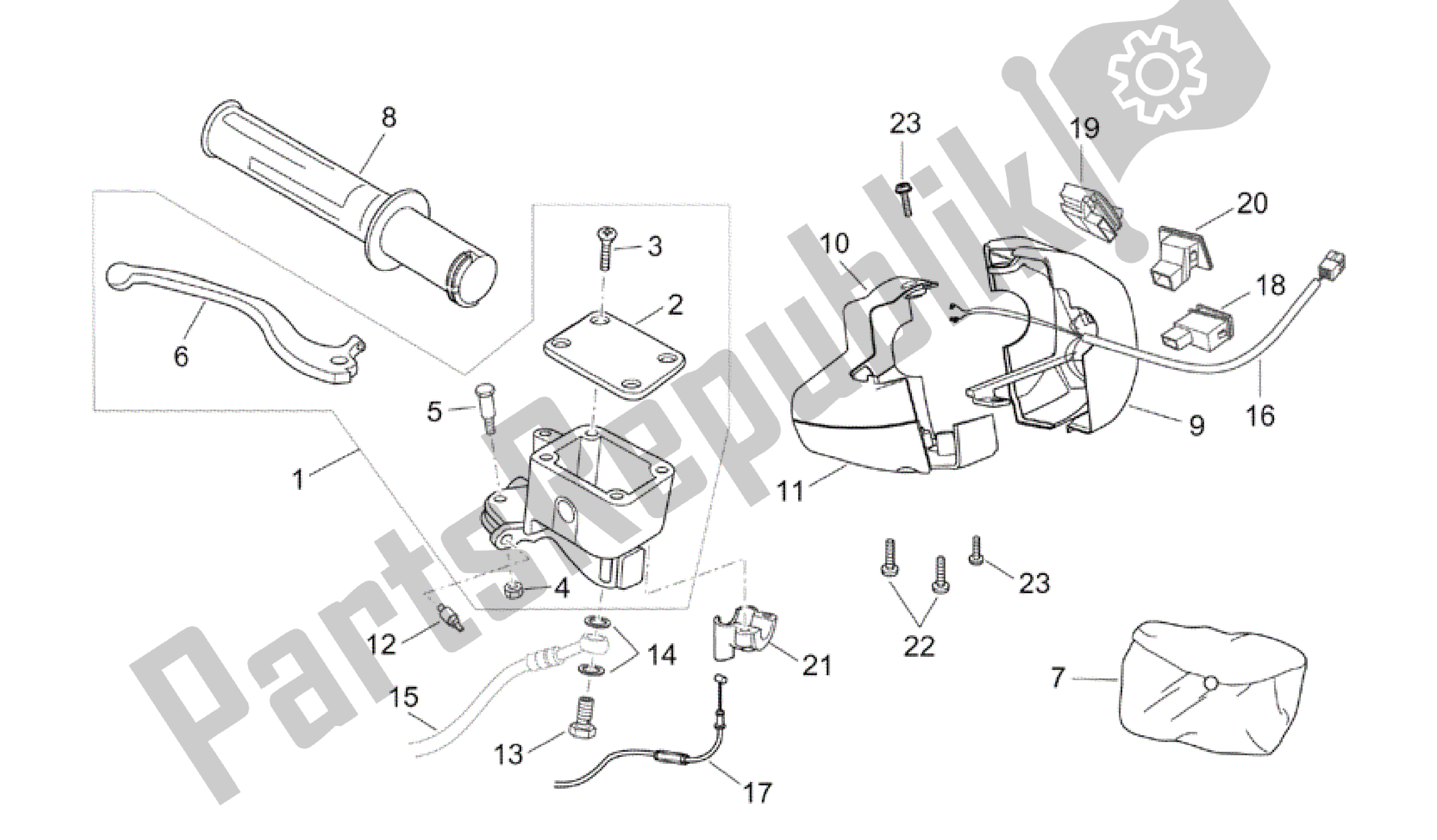 Toutes les pièces pour le Contrôles Rh du Aprilia Atlantic 250 2003 - 2006