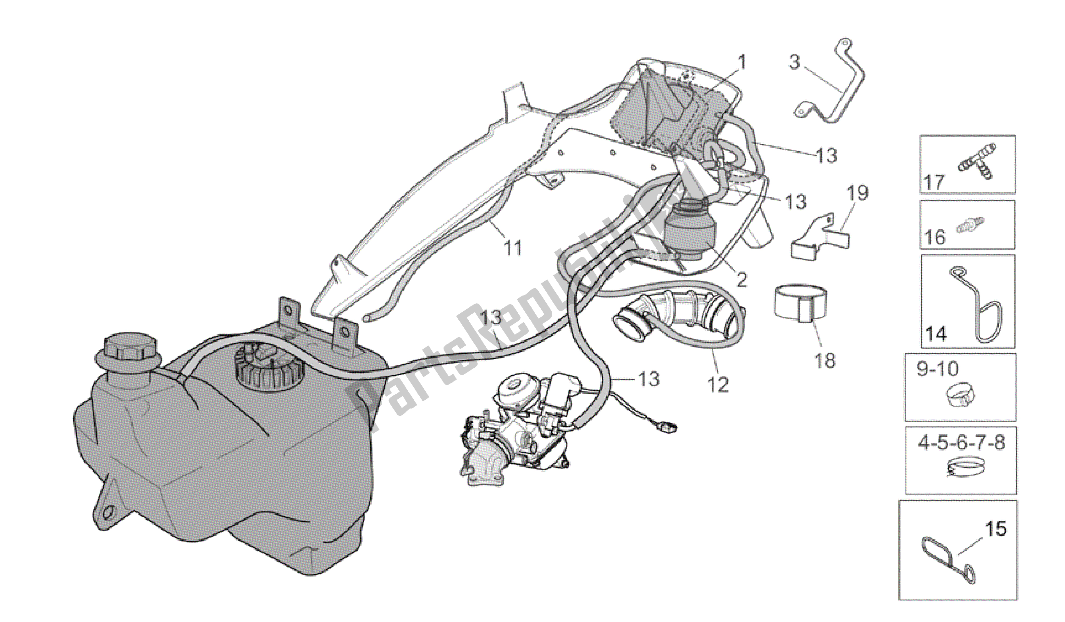 Toutes les pièces pour le Système De Récupération De Vapeur De Carburant du Aprilia Atlantic 250 2003 - 2006