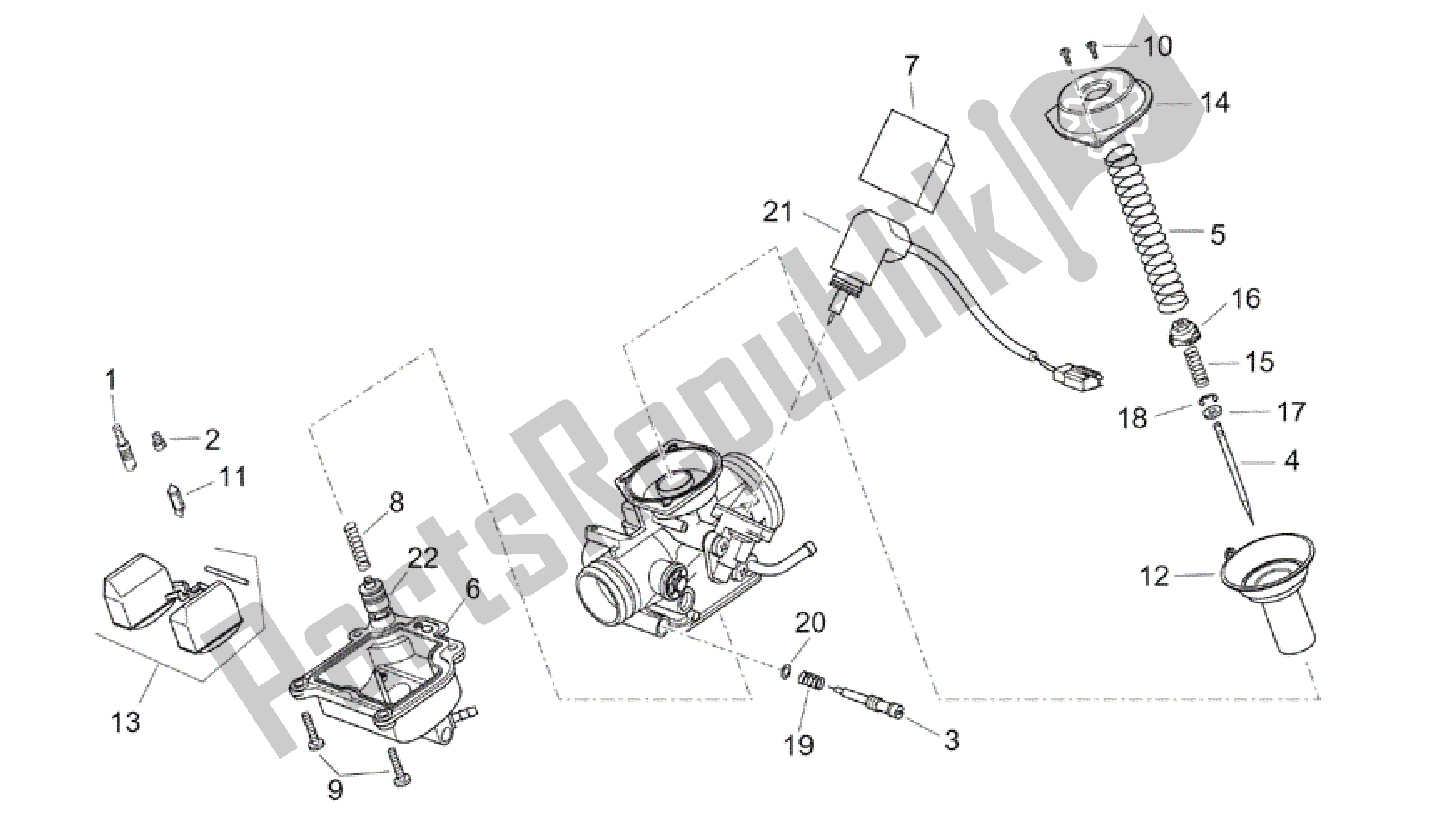 Toutes les pièces pour le Carburateur Ii du Aprilia Atlantic 250 2003 - 2006