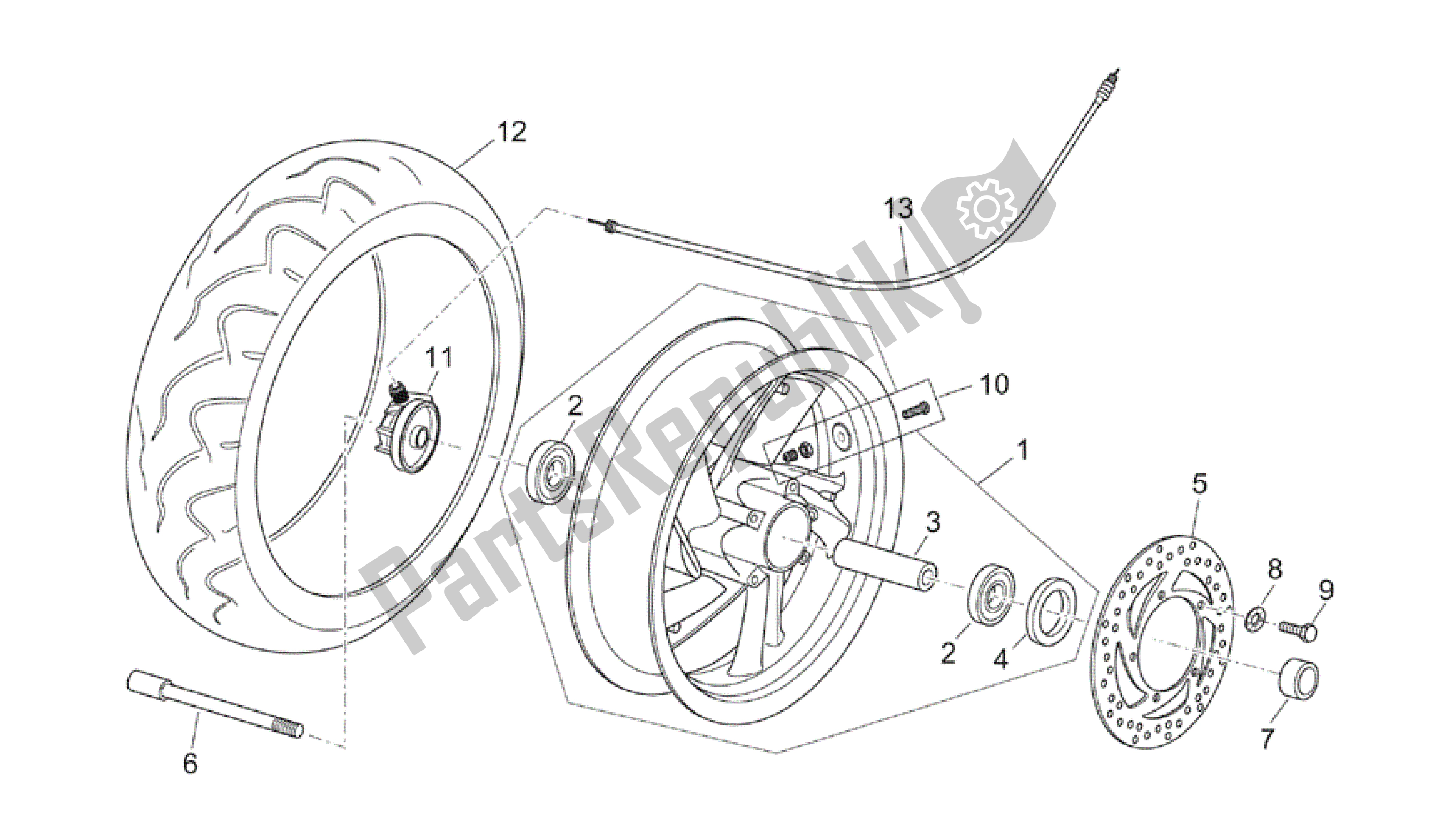 All parts for the Front Wheel of the Aprilia Atlantic 250 2003 - 2006