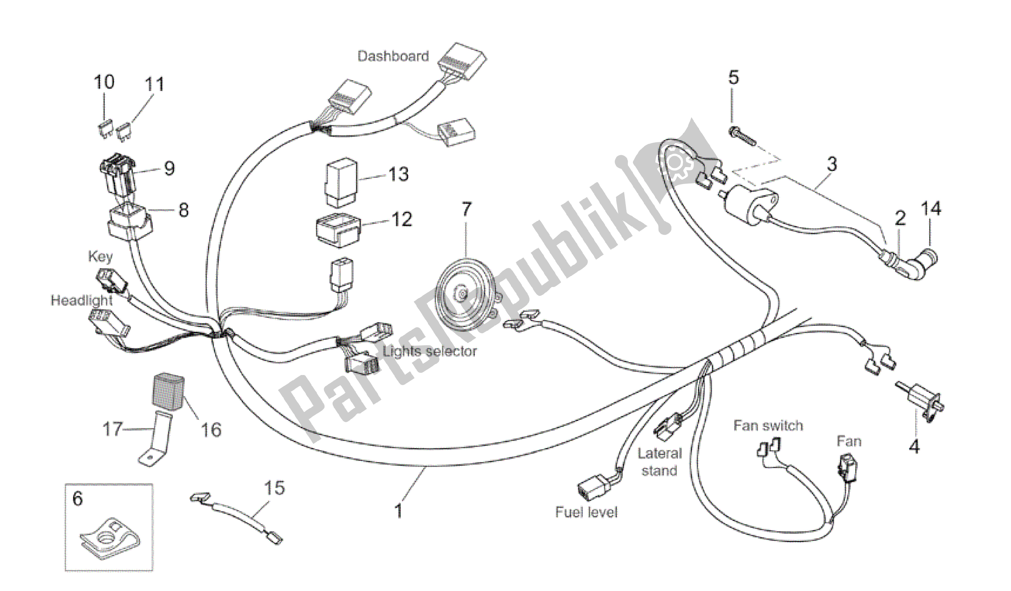 Todas las partes para Sistema Eléctrico Frontal de Aprilia Atlantic 250 2003 - 2006