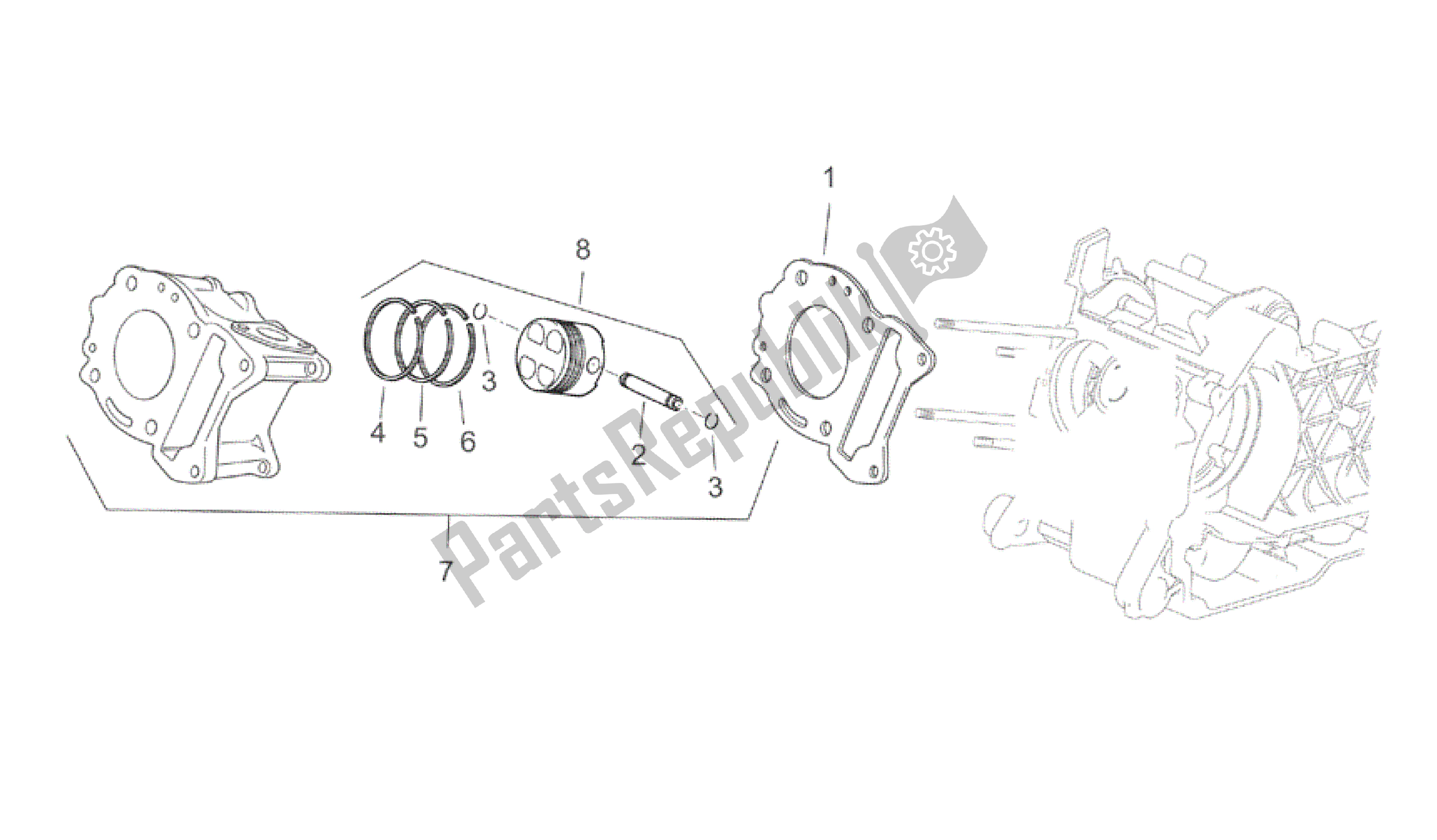 Todas las partes para Cilindro de Aprilia Atlantic 250 2003 - 2006