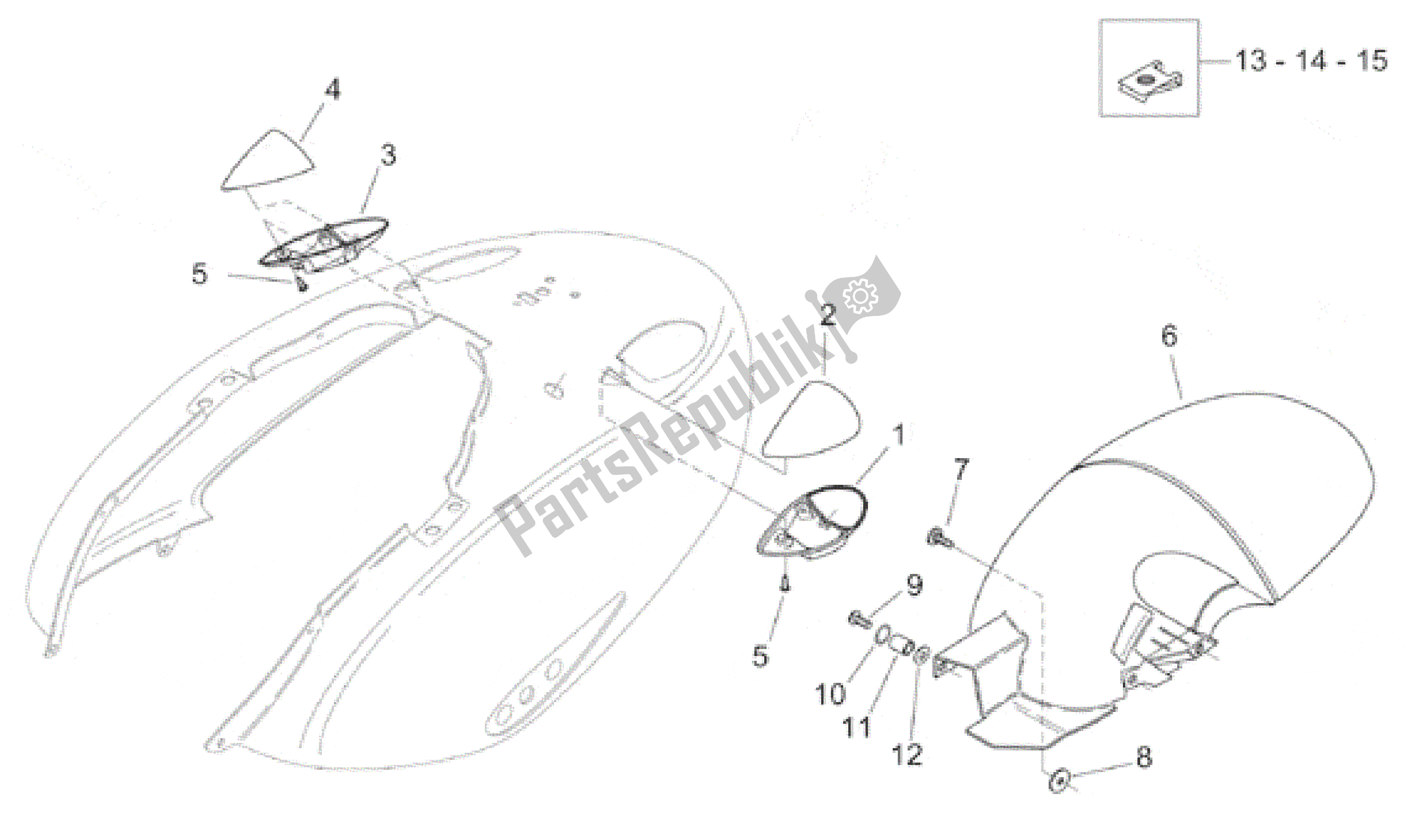 All parts for the Rear Body - Mudguard of the Aprilia Habana 125 1999 - 2001