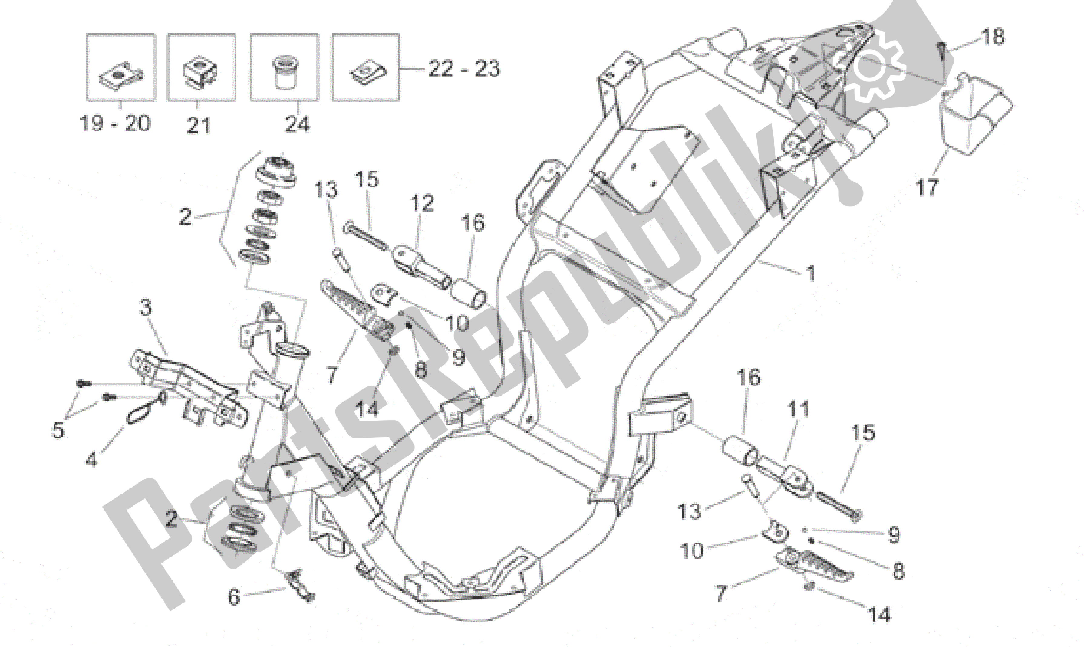 Alle Teile für das Rahmen des Aprilia Habana 125 1999 - 2001