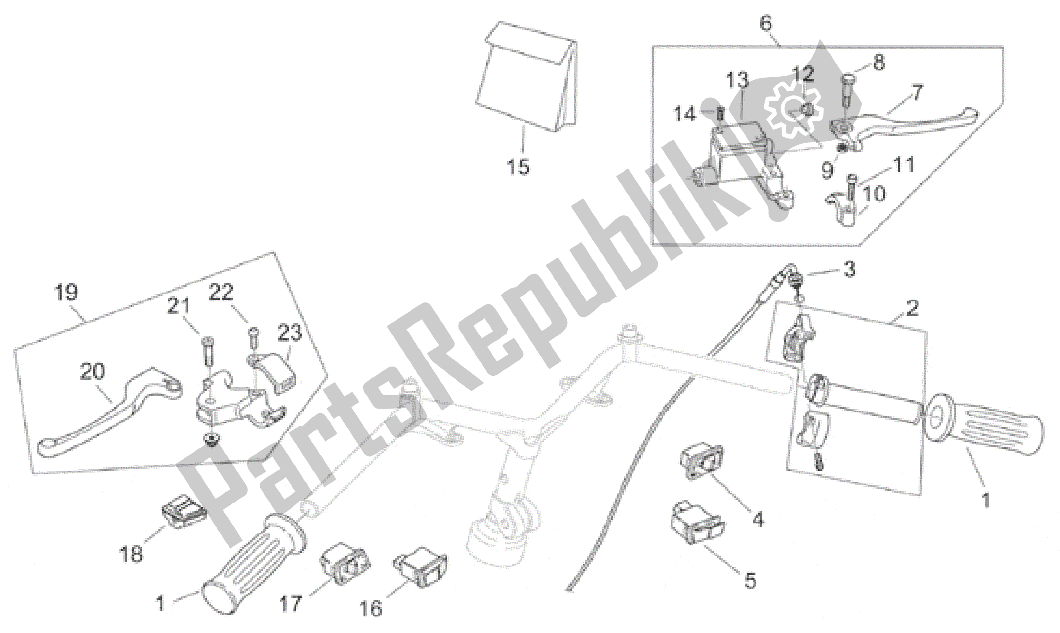 Todas as partes de Controles - Retro ' do Aprilia Habana 125 1999 - 2001