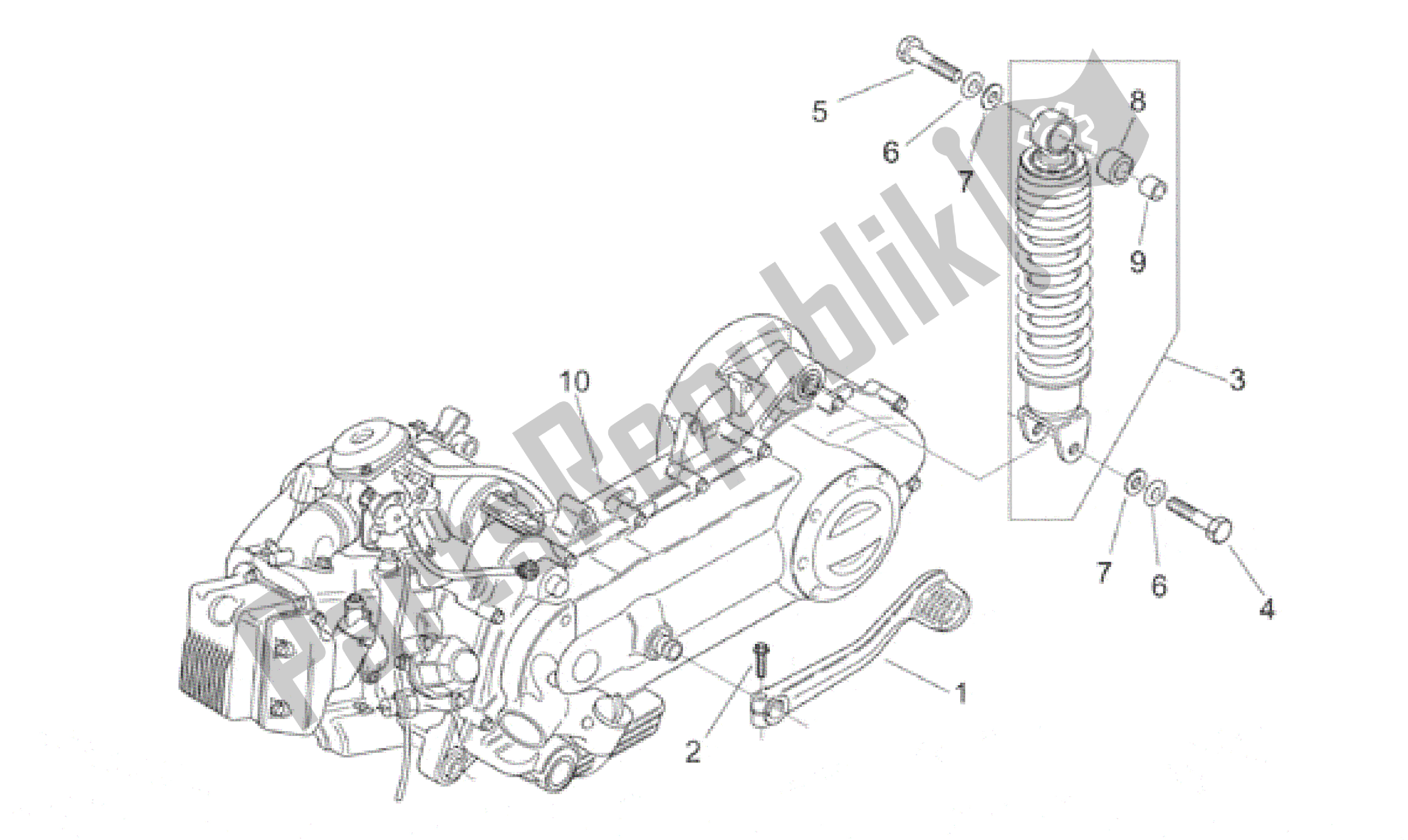 All parts for the Engine - Rear Shock Absorber of the Aprilia Habana 125 1999 - 2001