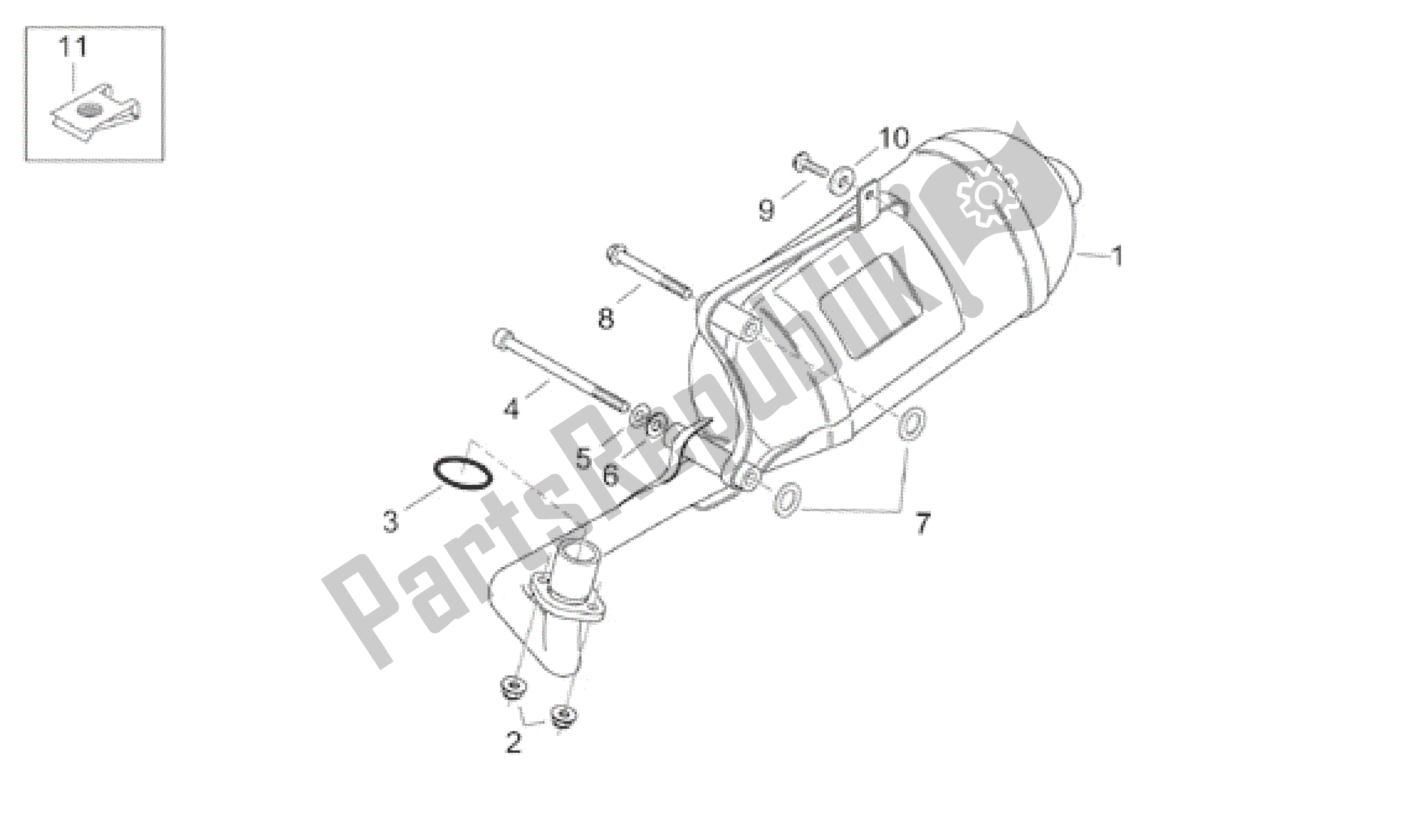 All parts for the Exhaust Unit of the Aprilia Habana 125 1999 - 2001