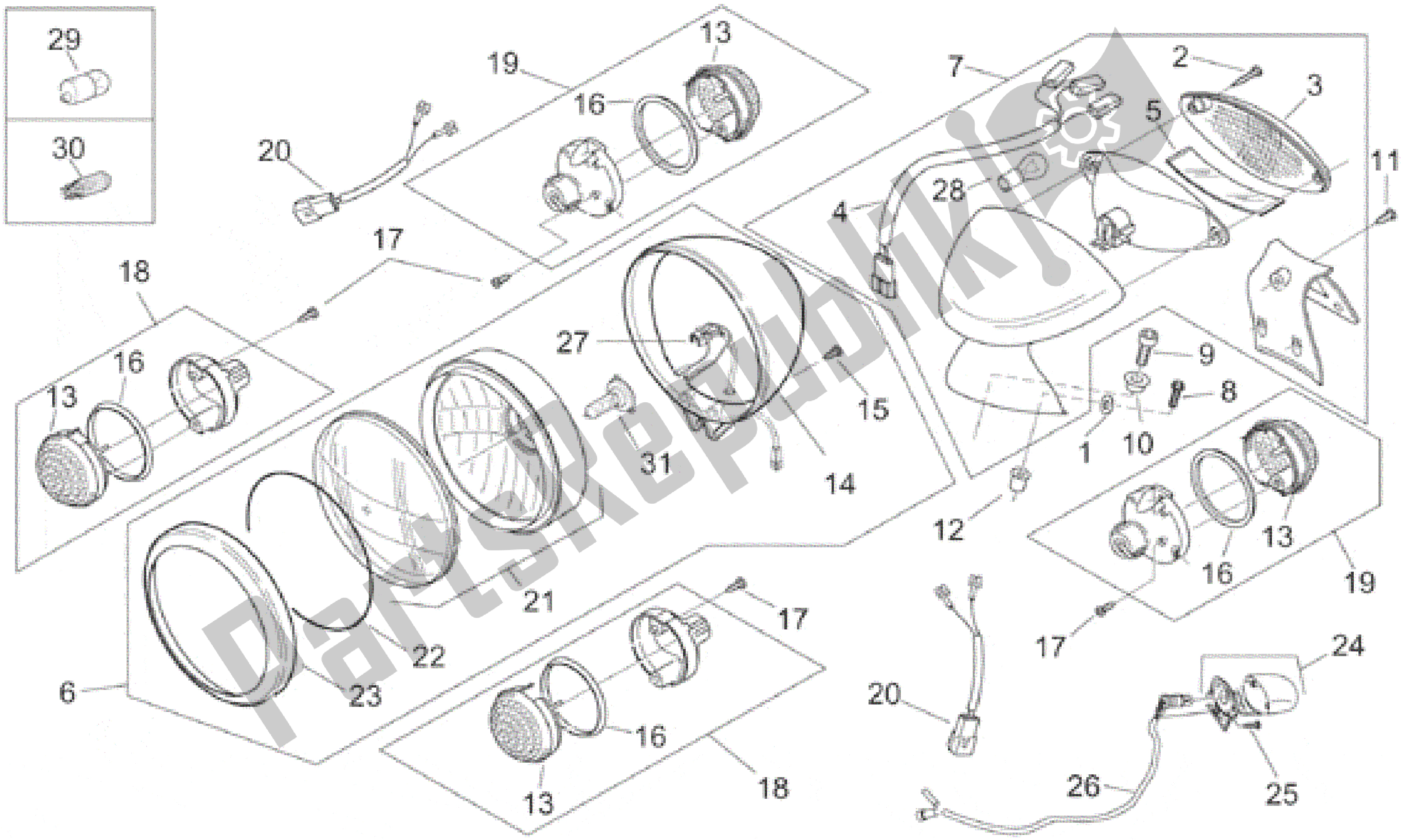 Todas las partes para Luces - Personalizadas de Aprilia Habana 125 1999 - 2001