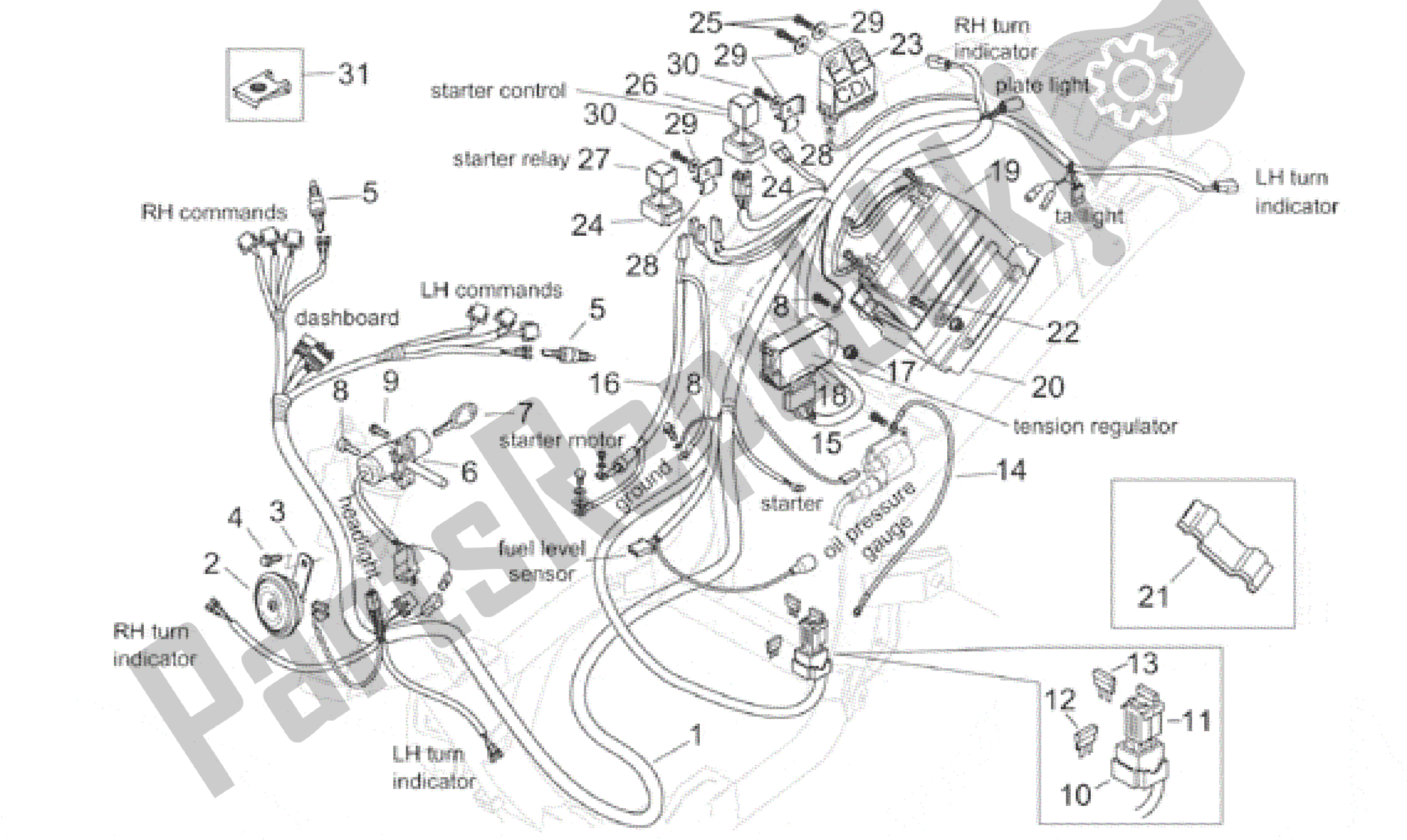 All parts for the Electrical System - Retro' of the Aprilia Habana 125 1999 - 2001