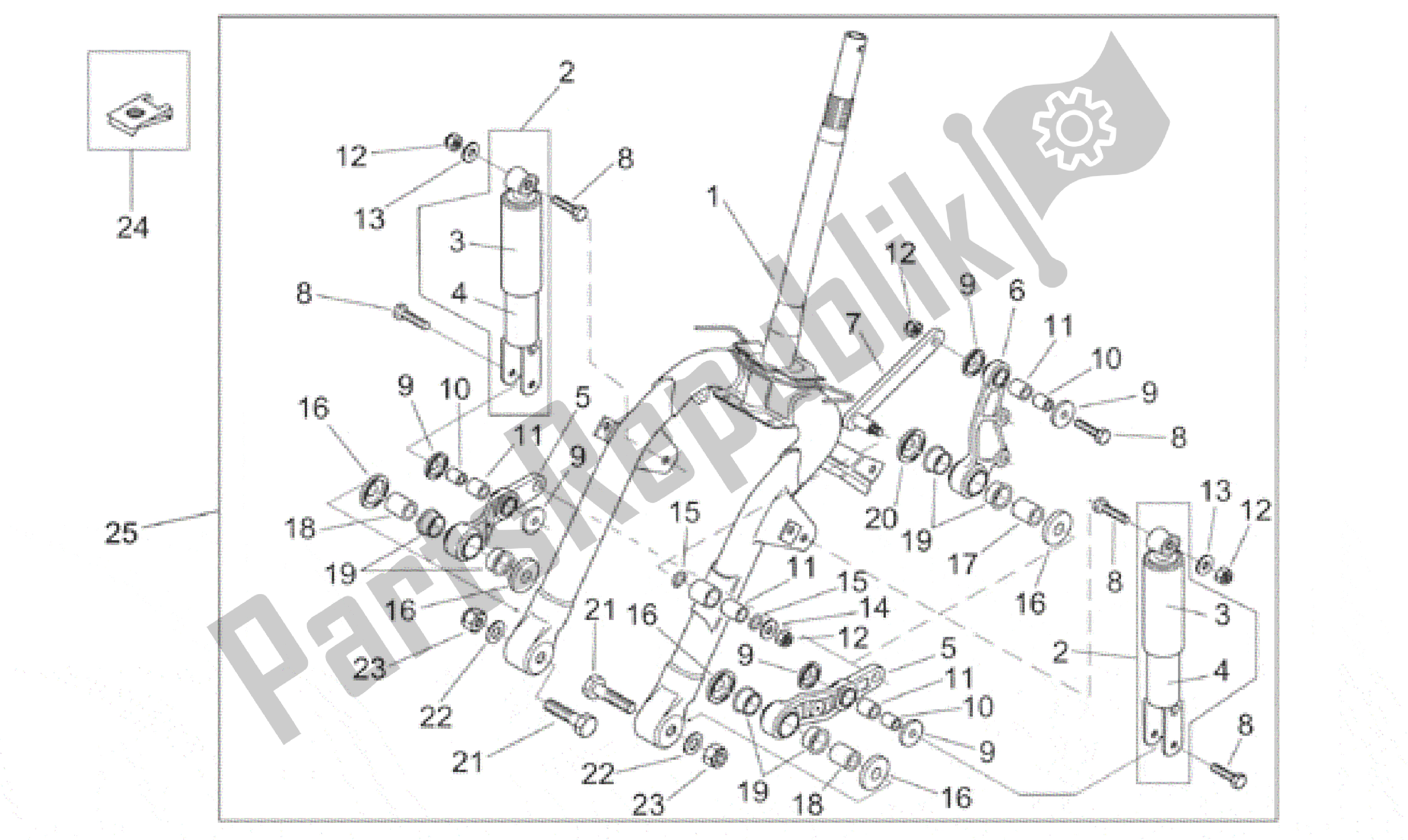 Todas las partes para Amortiguador Delantero de Aprilia Habana 125 1999 - 2001