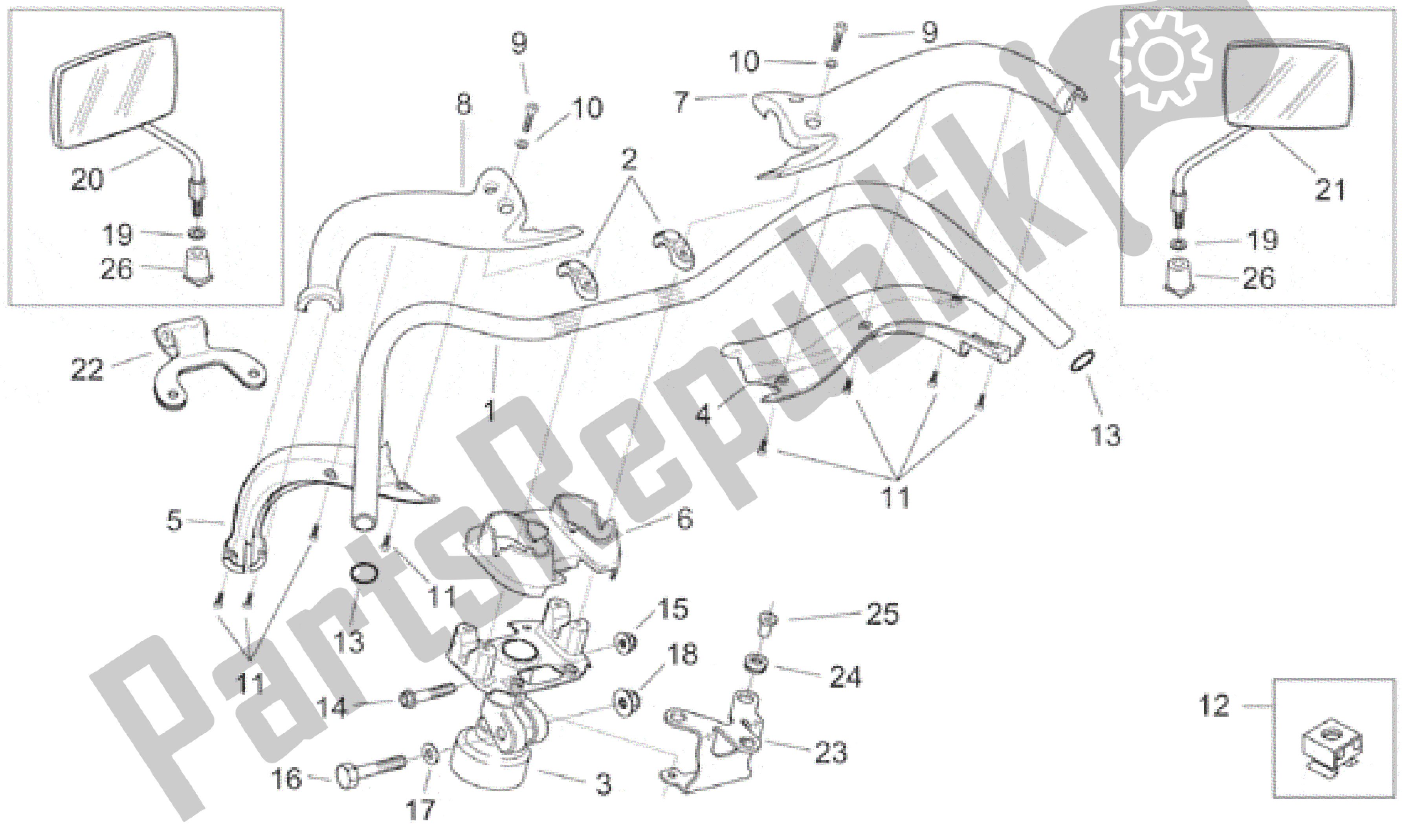 Todas las partes para Manillar - Espejos Personalizados de Aprilia Habana 125 1999 - 2001