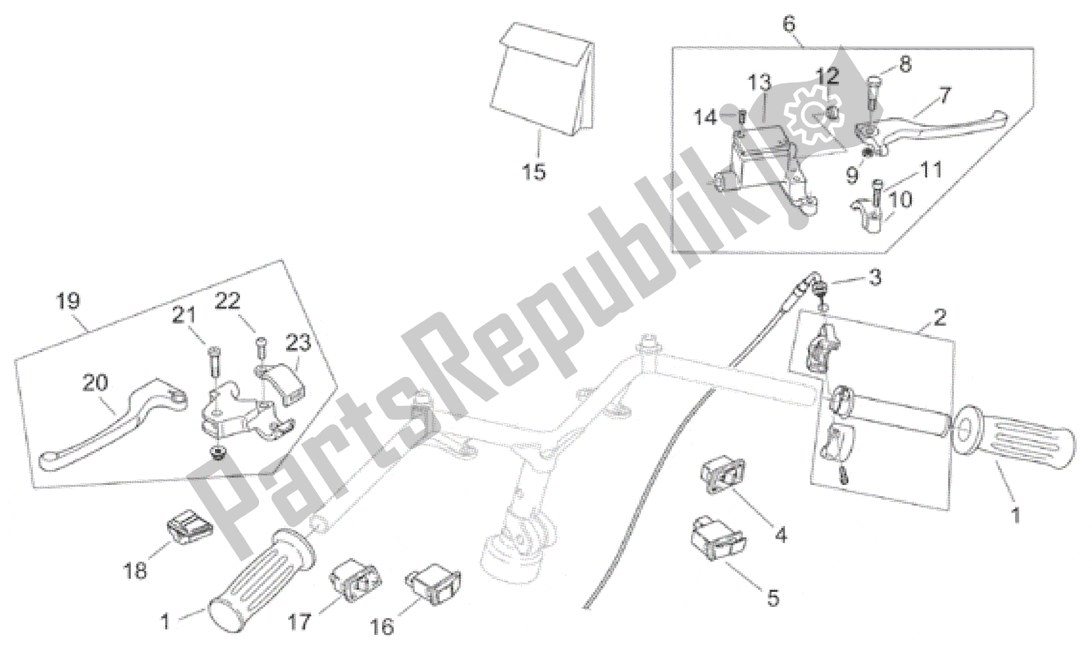 All parts for the Controls - Retro' of the Aprilia Habana 125 1999 - 2001