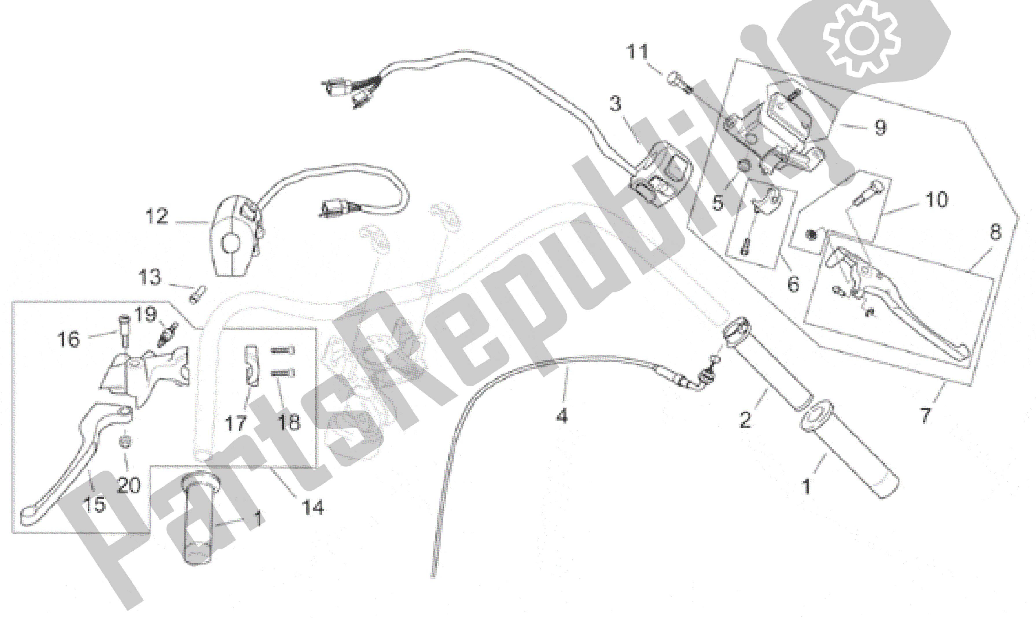 All parts for the Controls - Custom of the Aprilia Habana 125 1999 - 2001