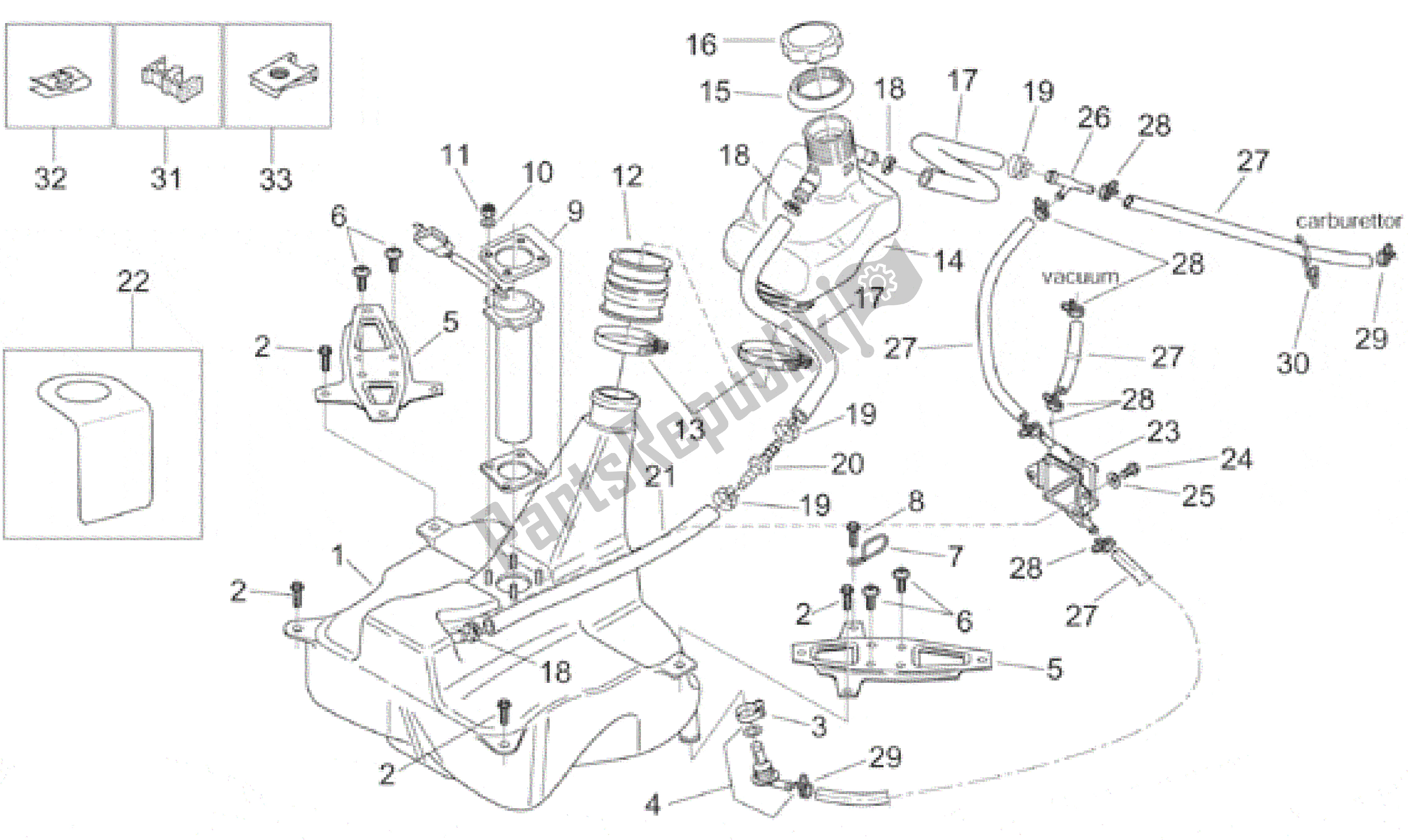 Alle Teile für das Treibstofftank des Aprilia Habana 125 1999 - 2001