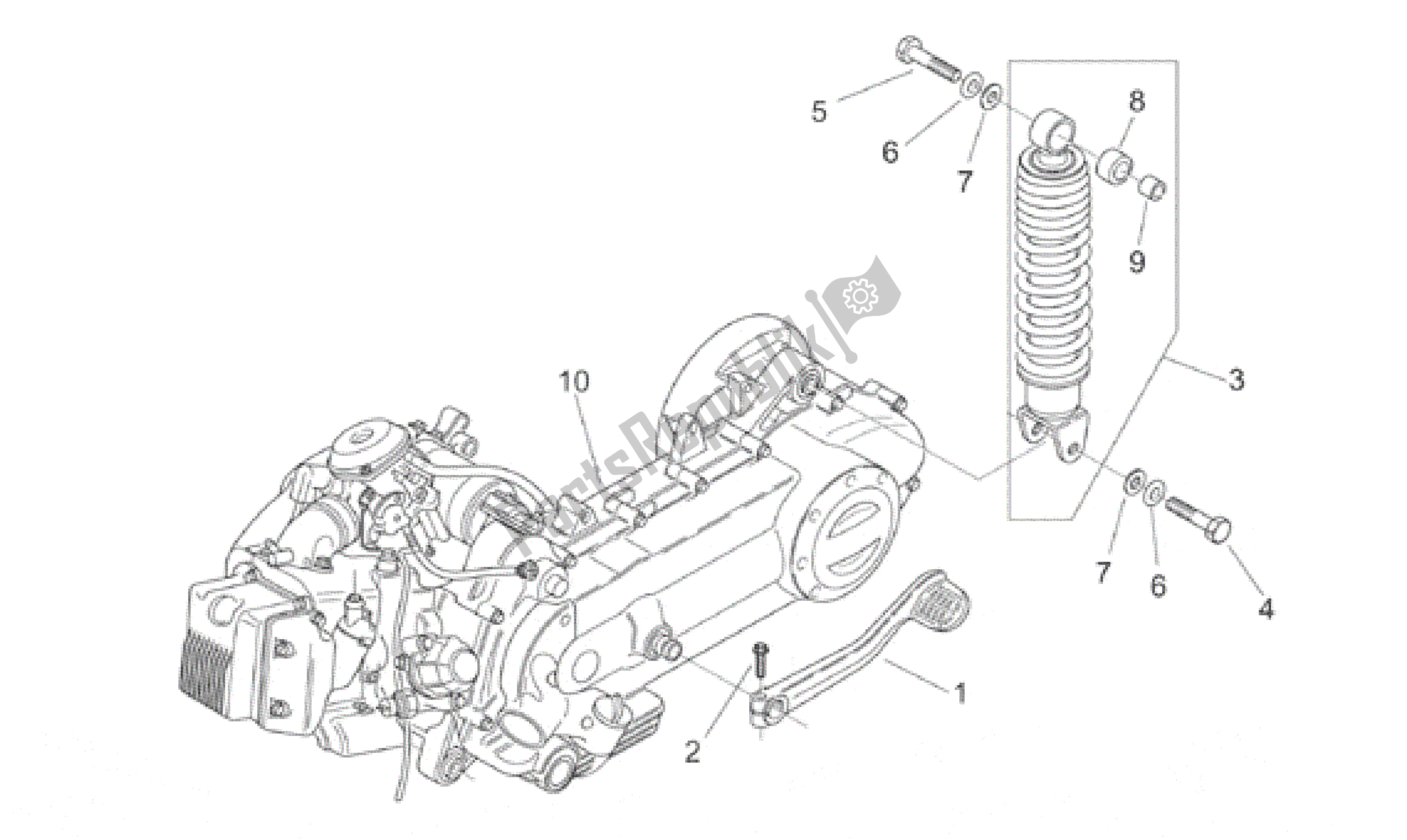 Toutes les pièces pour le Moteur - Amortisseur Arrière du Aprilia Habana 125 1999 - 2001