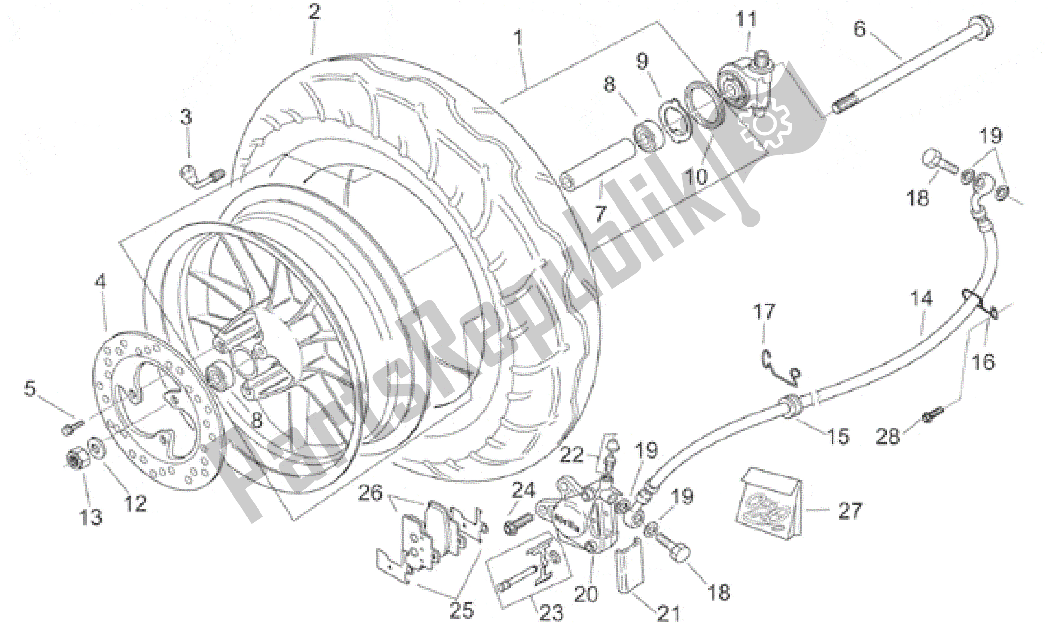 All parts for the Front Wheel - Custom of the Aprilia Habana 125 1999 - 2001