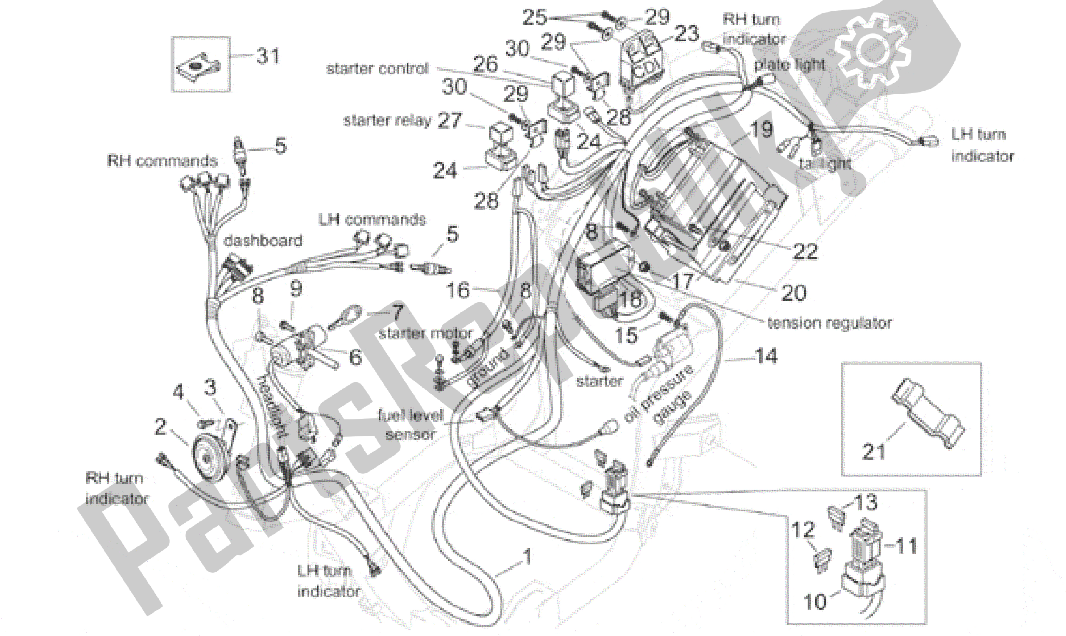 All parts for the Electrical System - Retro' of the Aprilia Habana 125 1999 - 2001