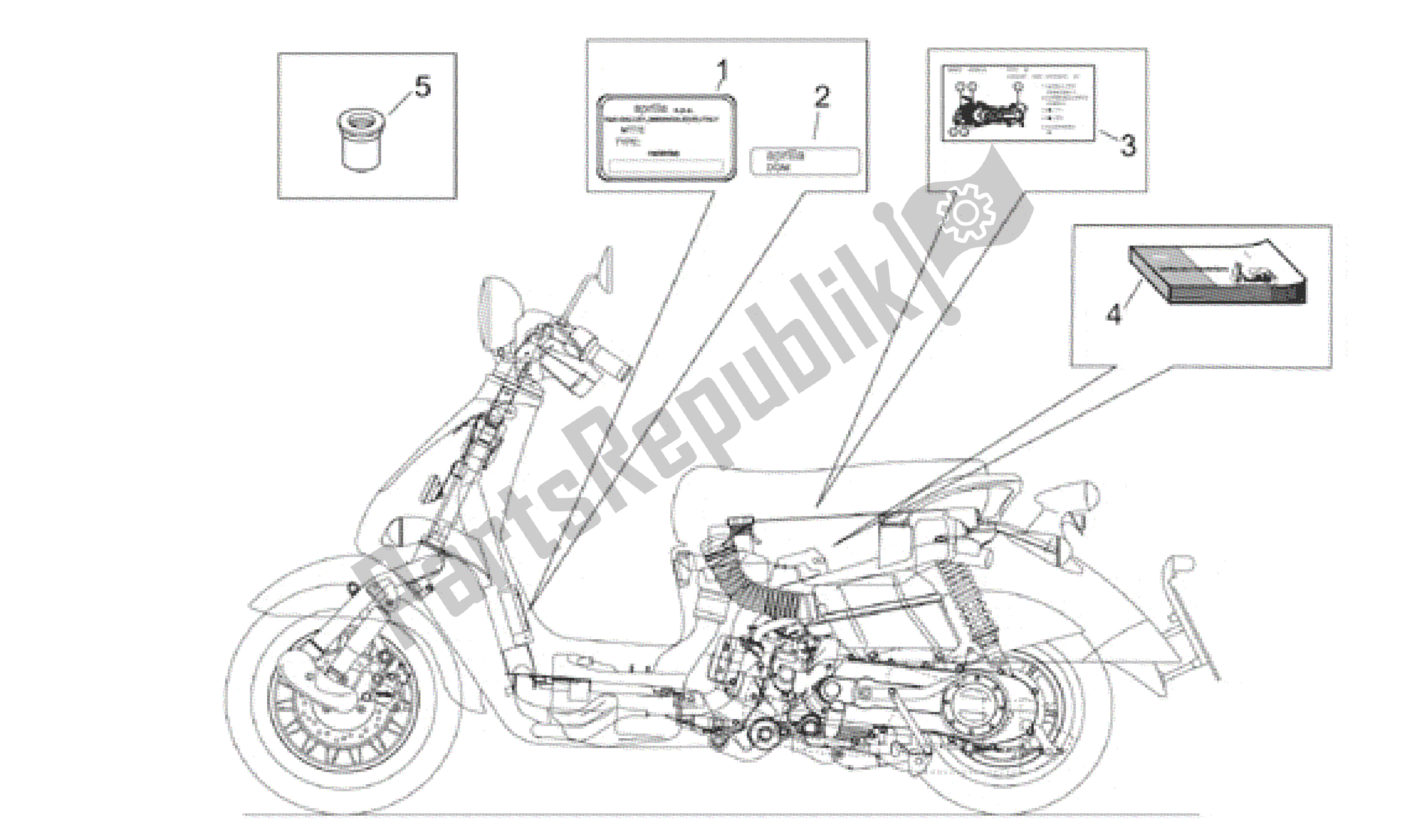 Alle onderdelen voor de Bordenset En Handboek van de Aprilia Habana 125 1999 - 2001