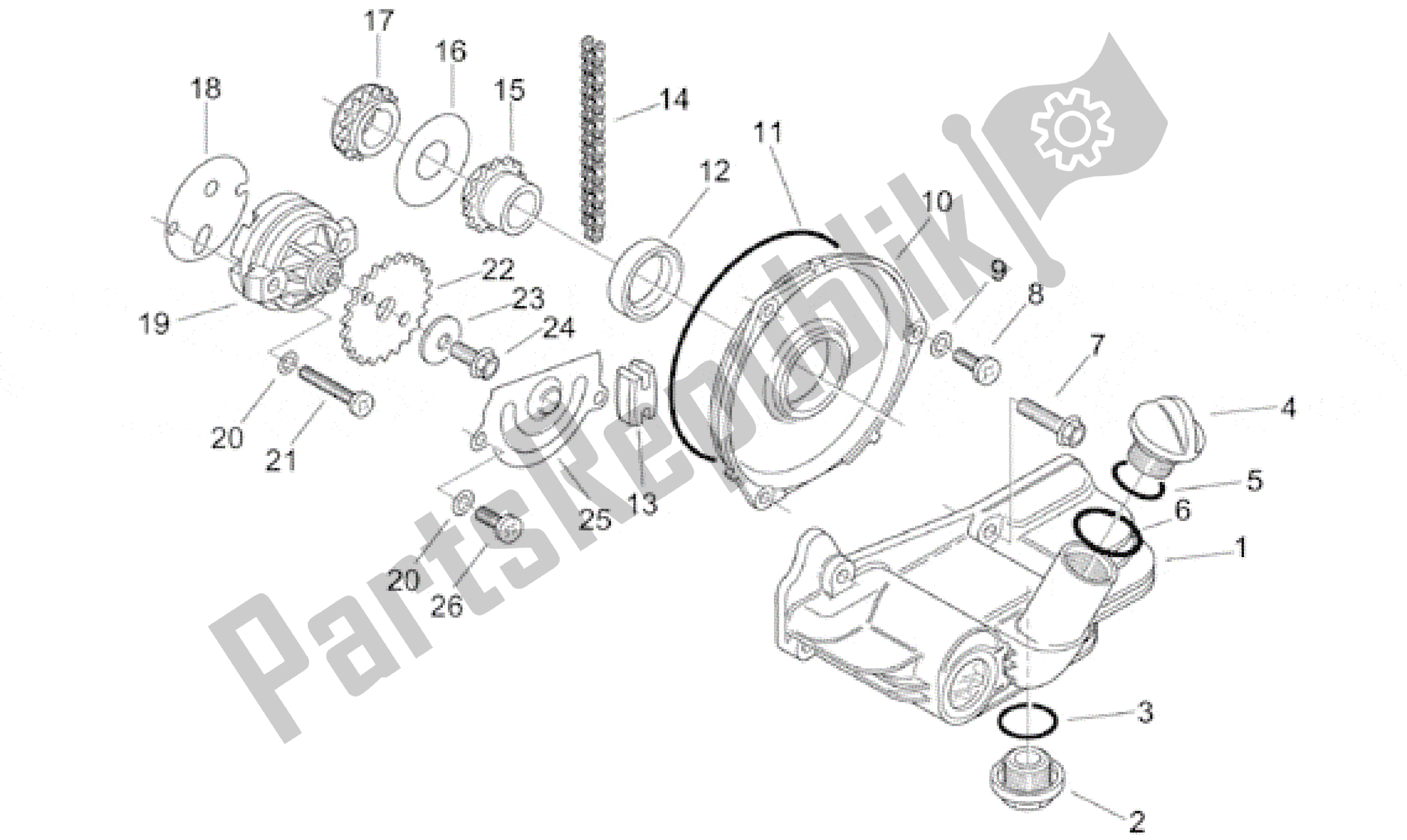 All parts for the Oil Pump of the Aprilia Habana 125 1999 - 2001