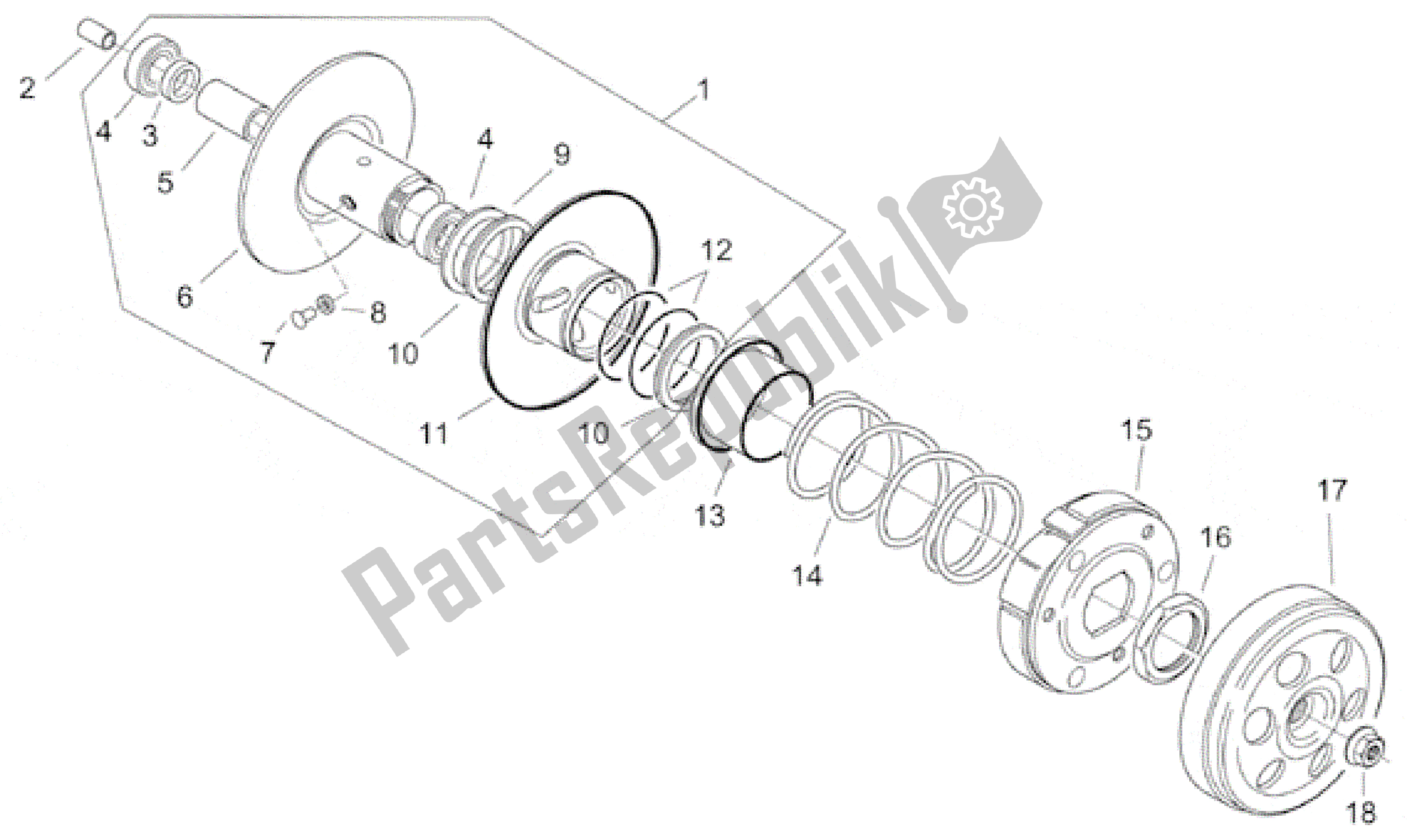 All parts for the Clutch of the Aprilia Habana 125 1999 - 2001