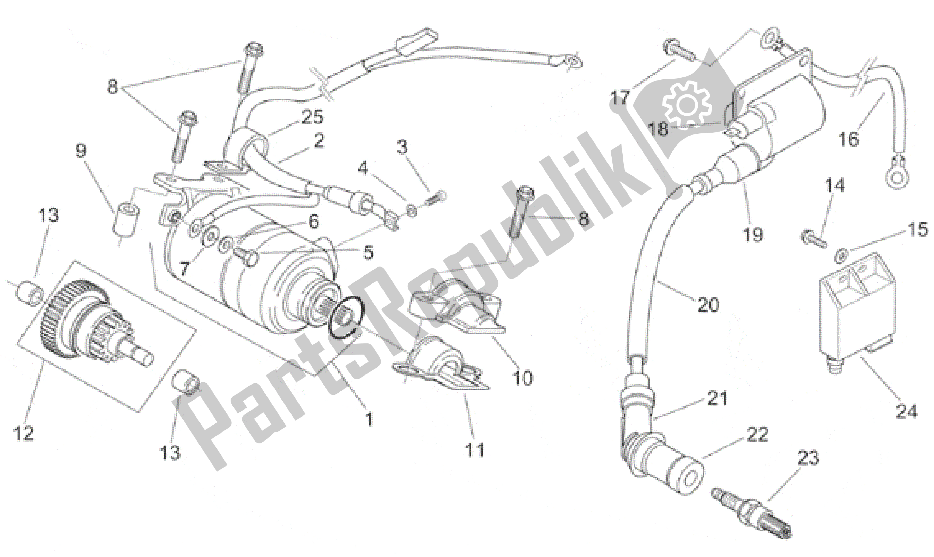 All parts for the Starter Motor - Ignition Unit of the Aprilia Habana 125 1999 - 2001