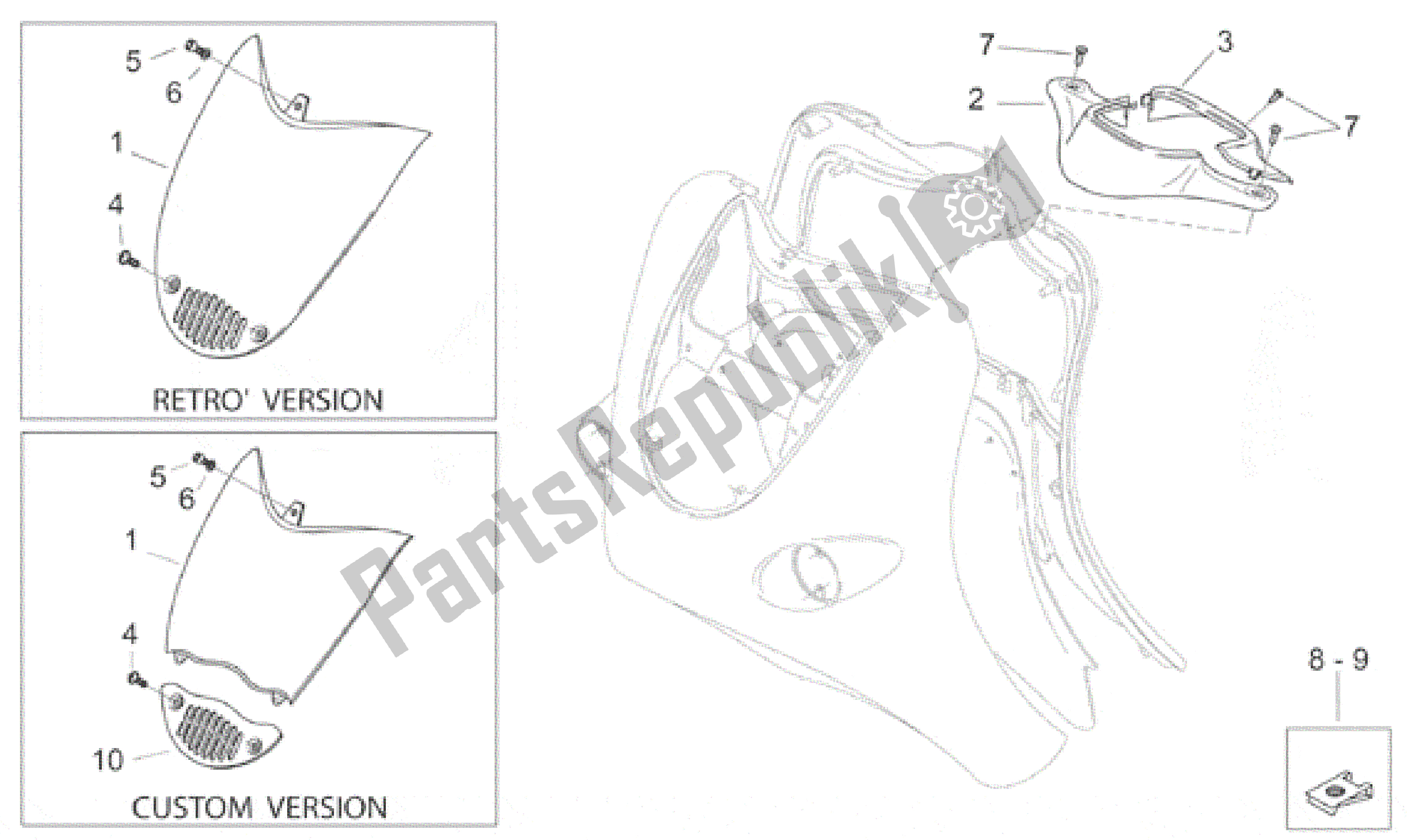 Todas as partes de Corpo Frontal - Carenagem Frontal do Aprilia Habana 125 1999 - 2001