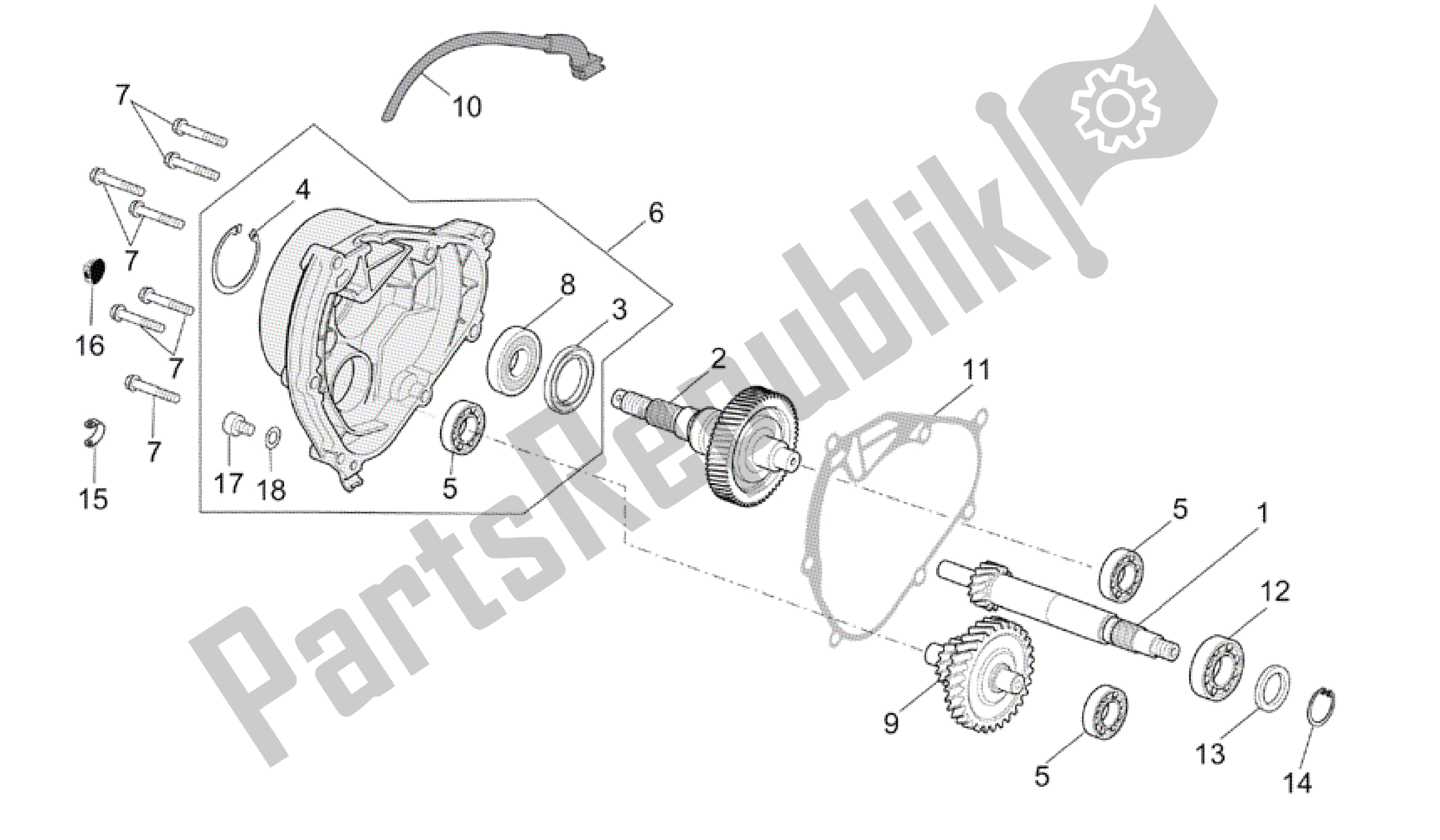 Alle Teile für das Getriebe Achsantrieb des Aprilia Mojito 125 2003 - 2007