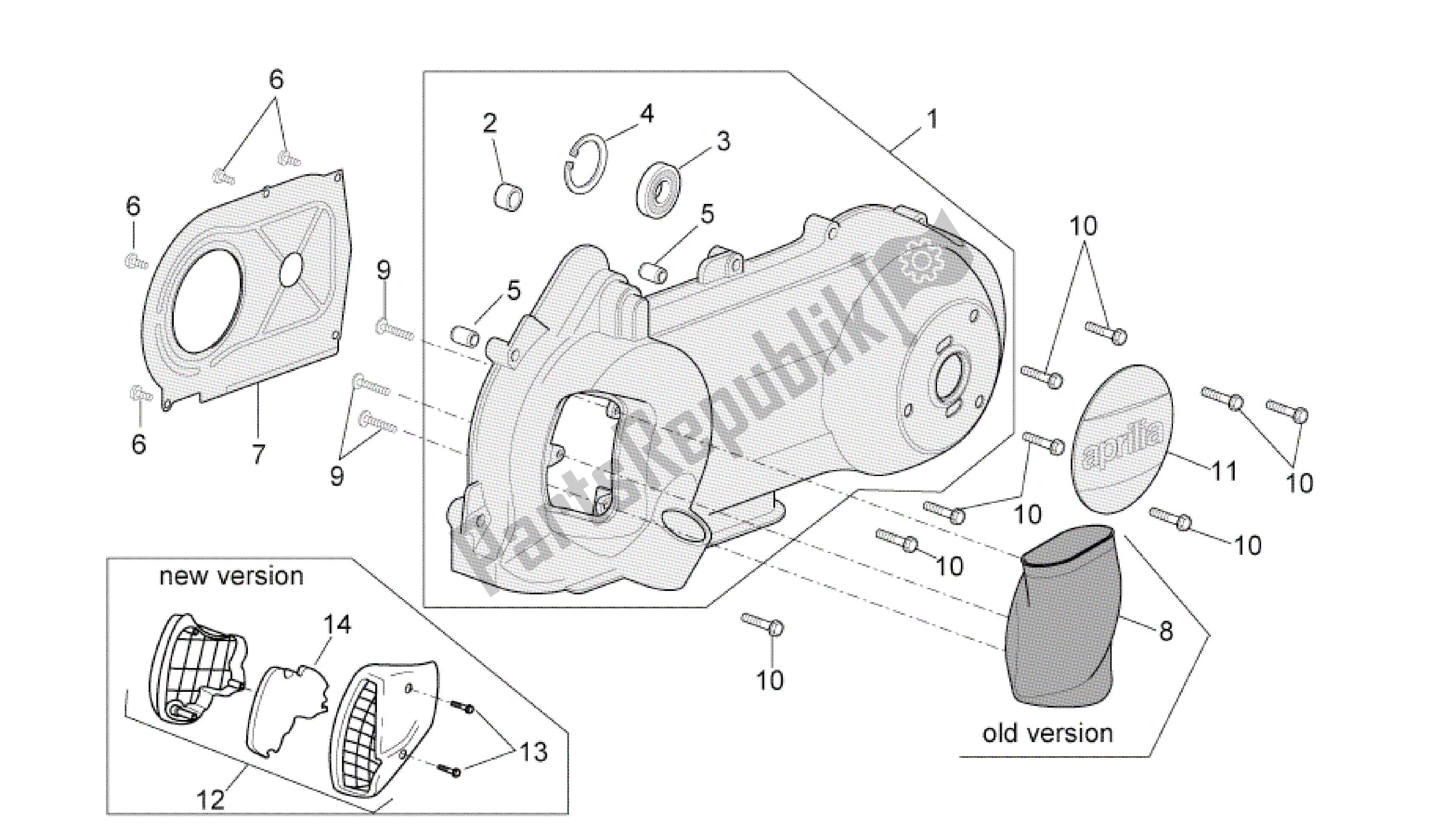 Toutes les pièces pour le Couvercle De Transmission du Aprilia Mojito 125 2003 - 2007