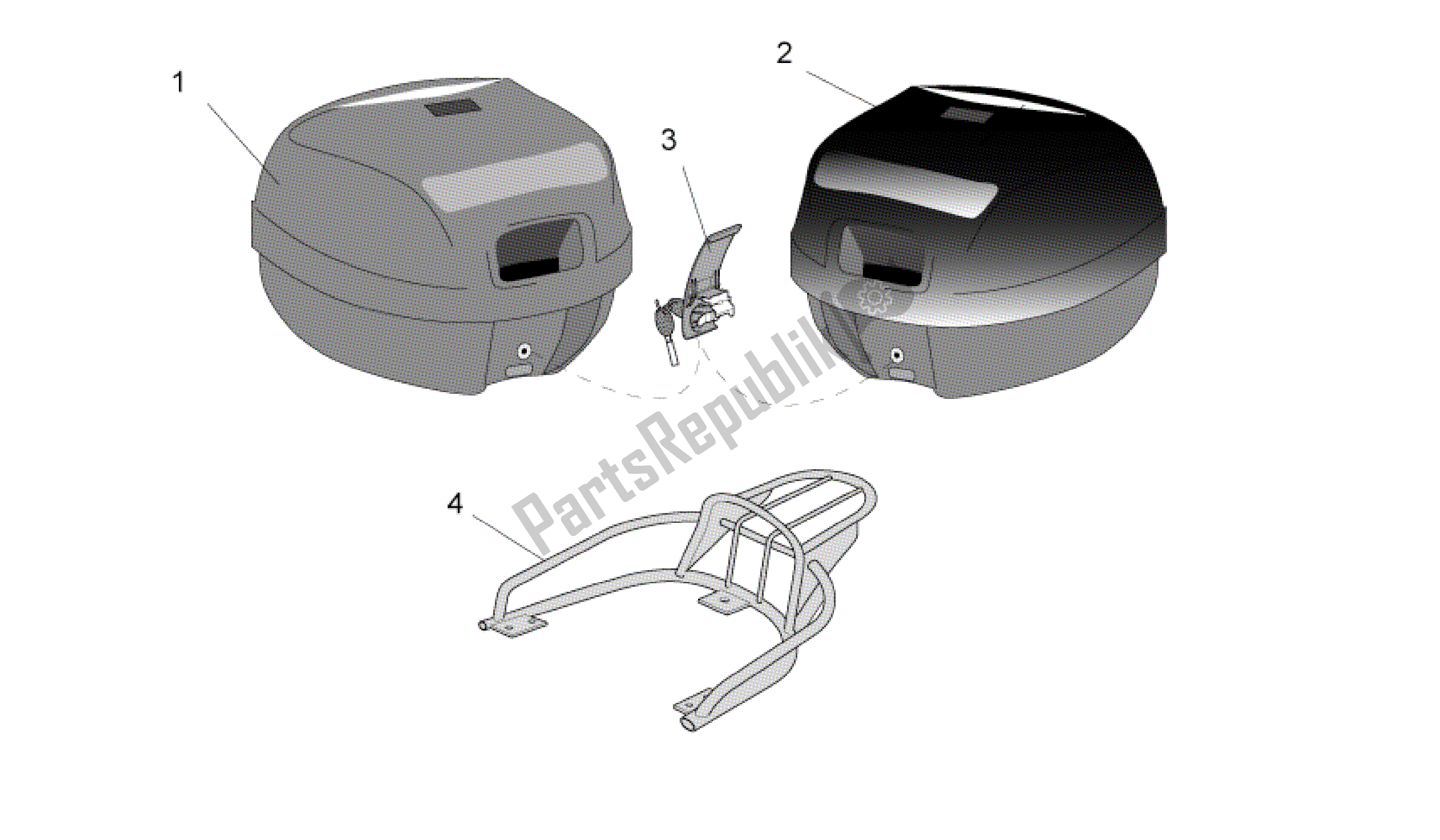 Alle Teile für das Gem. - Top / Cases, Side Cases des Aprilia Mojito 125 2003 - 2007