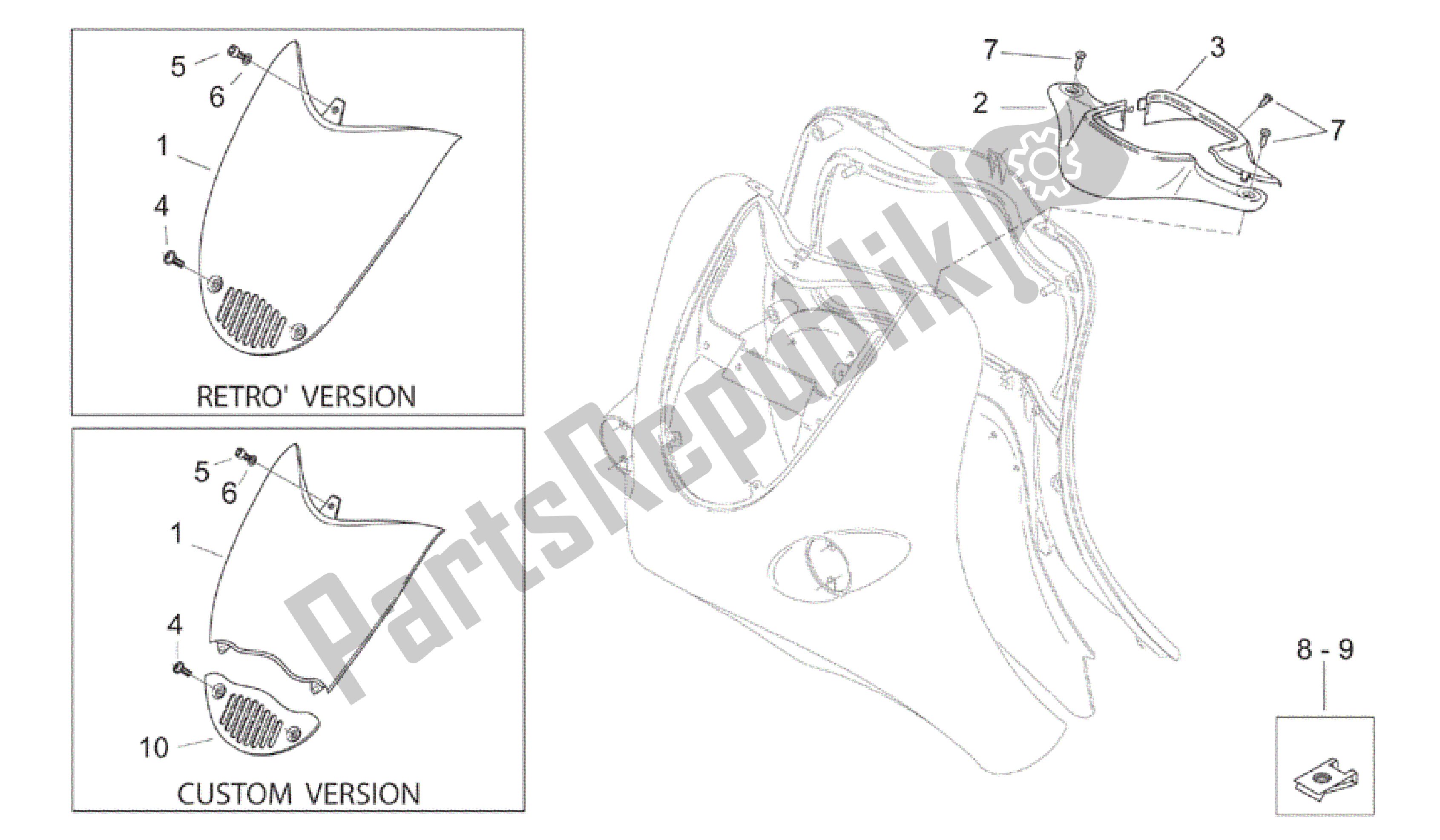 Toutes les pièces pour le Corps Avant - Carénage Avant du Aprilia Mojito 125 2003 - 2007