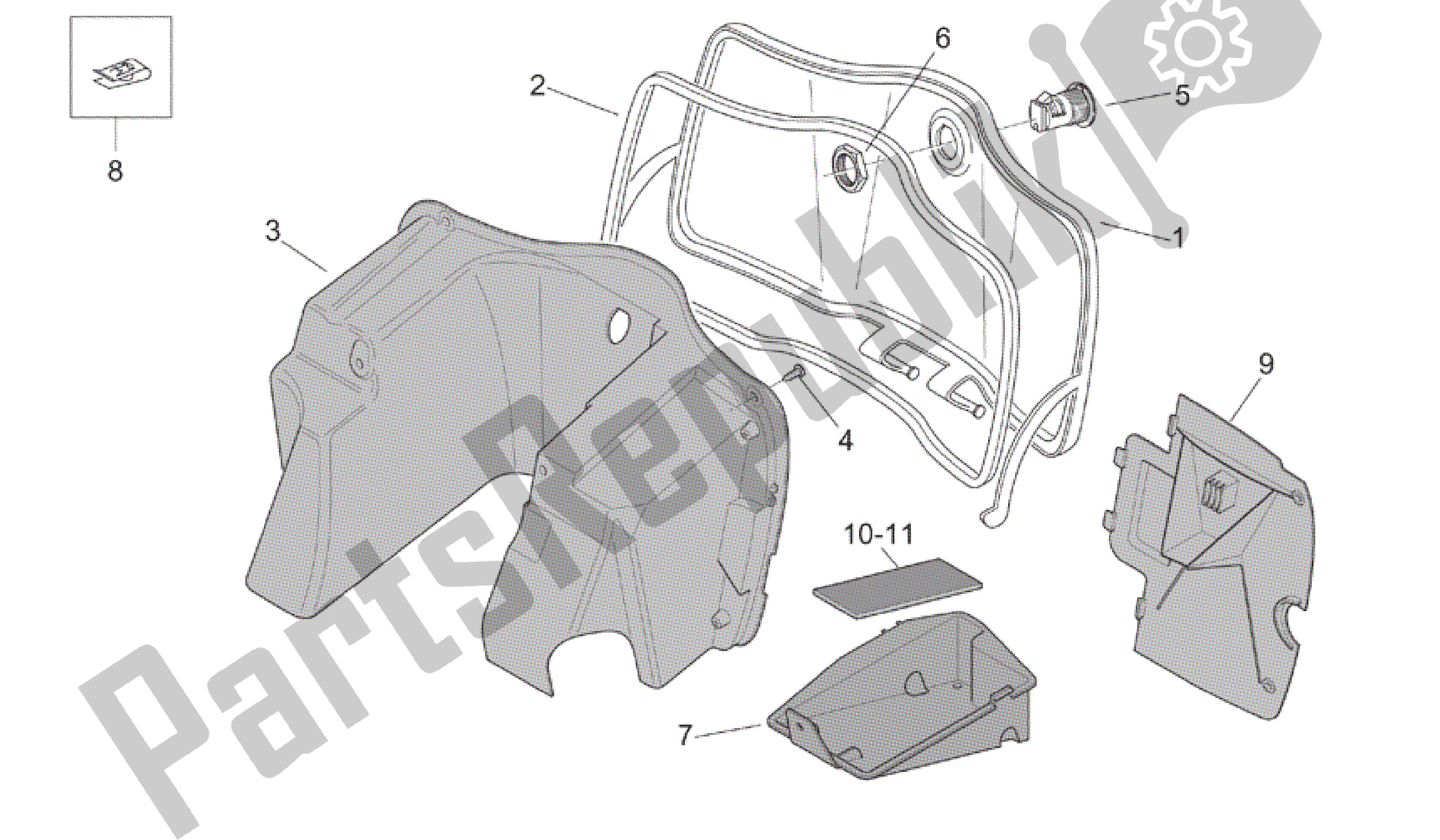 Todas as partes de Corpo Central - Luva Comp. Do Aprilia Mojito 125 2003 - 2007