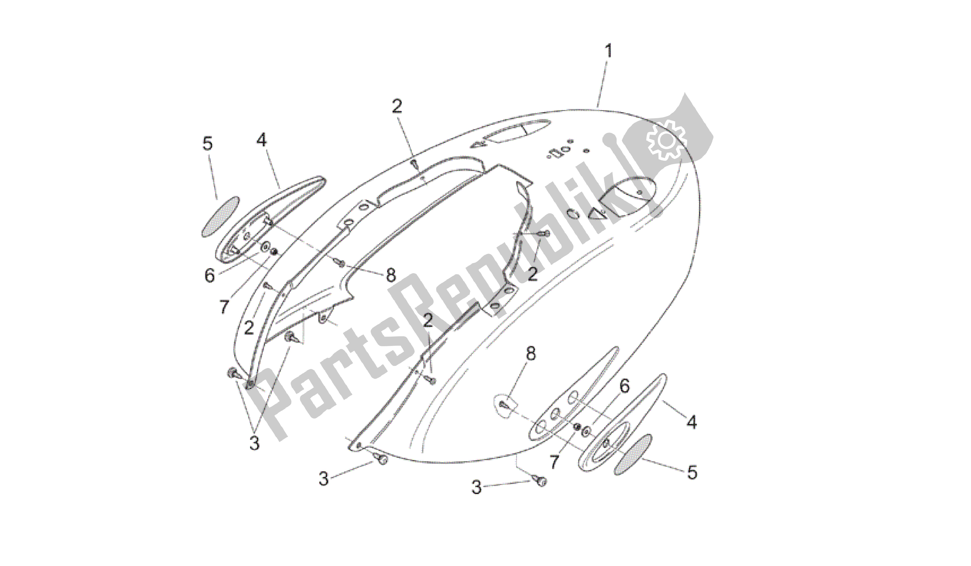 Toutes les pièces pour le Carrosserie Arrière - Carénage Arrière du Aprilia Mojito 125 2003 - 2007