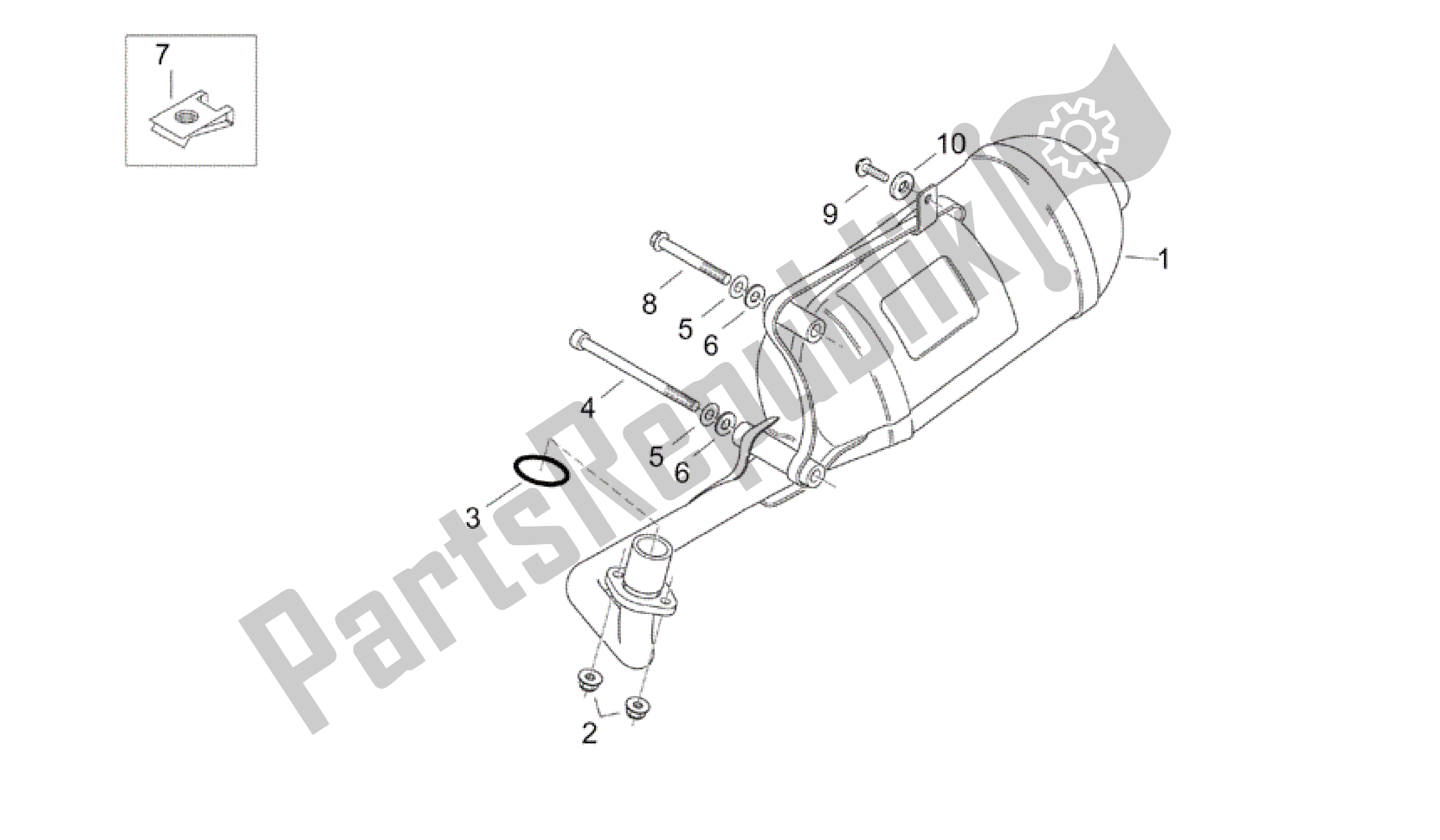 All parts for the Exhaust Unit of the Aprilia Mojito 125 2003 - 2007