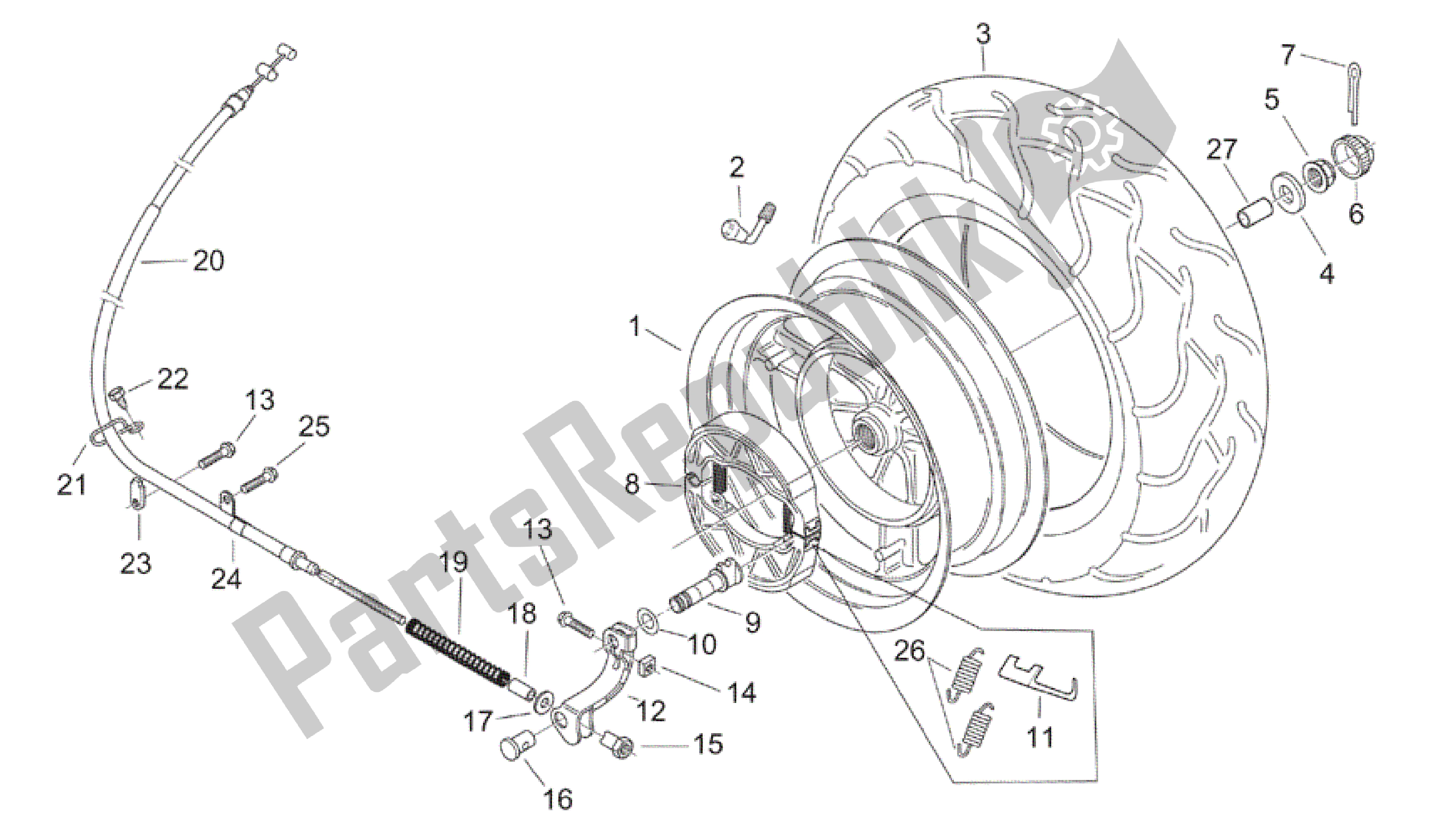 Alle Teile für das Hinterrad des Aprilia Mojito 125 2003 - 2007