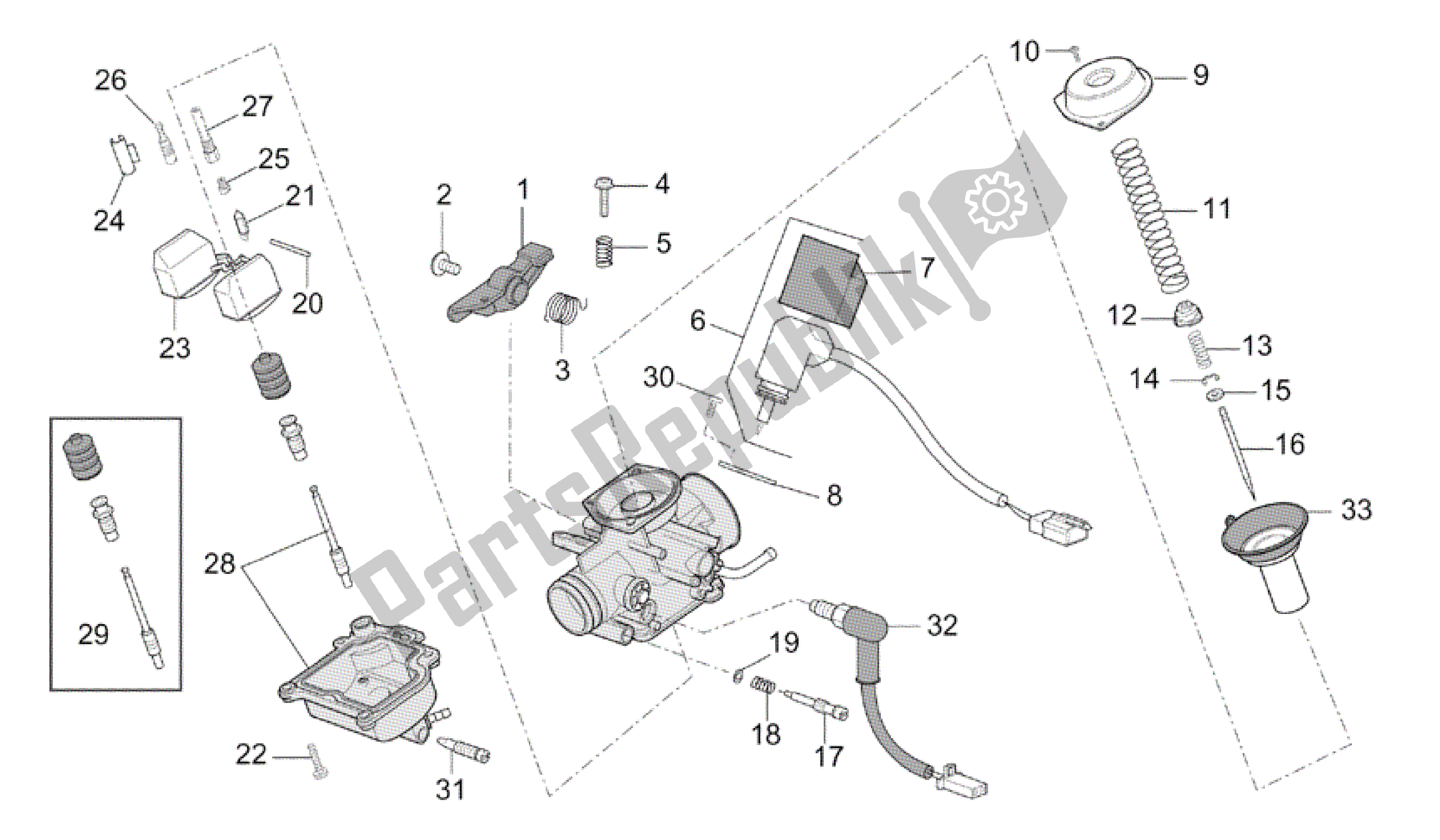 Alle Teile für das Vergaser - Komponenten des Aprilia Mojito 125 2003 - 2007