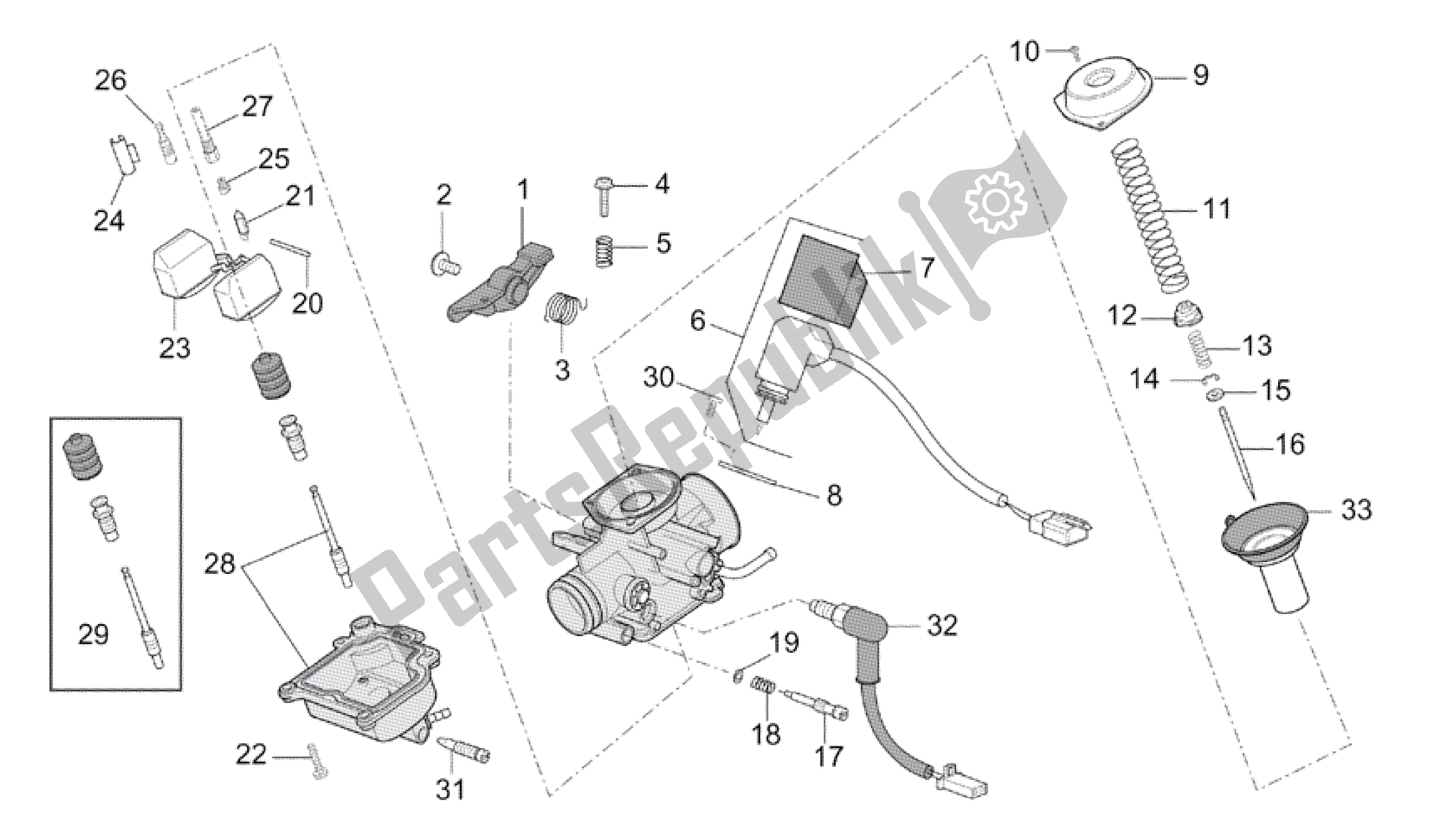 Toutes les pièces pour le Carburateur - Composants du Aprilia Mojito 125 2003 - 2007